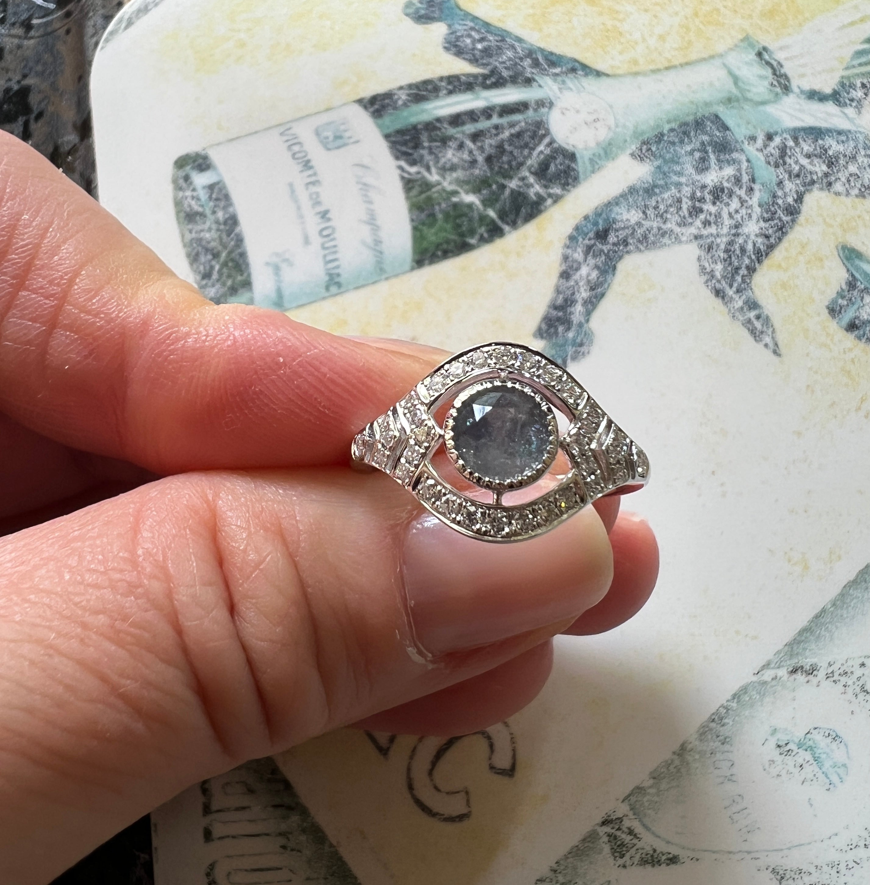 ALGT certified Natural 0.77 Carat  Alexandrite and  Diamond  White Gold  Ring