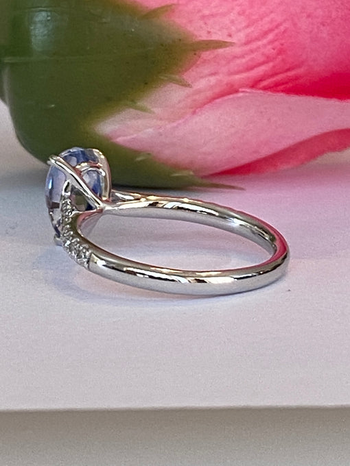 ALGT Certified 1.90 Carat Ceylon  Sapphire & Diamond Cocktail Ring in White gold
