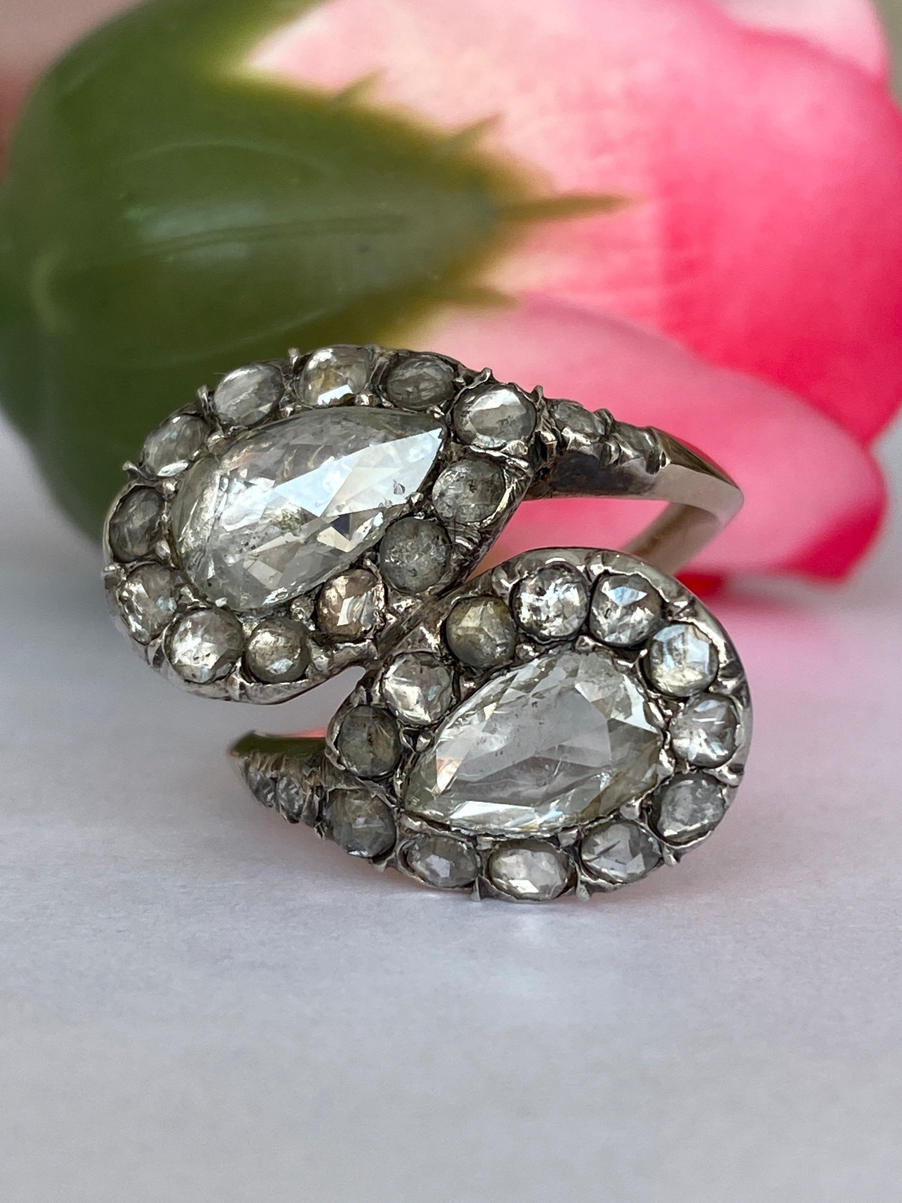 Antique Georgian toi en moi diamond gold/silver ring of the 18th/19th century.