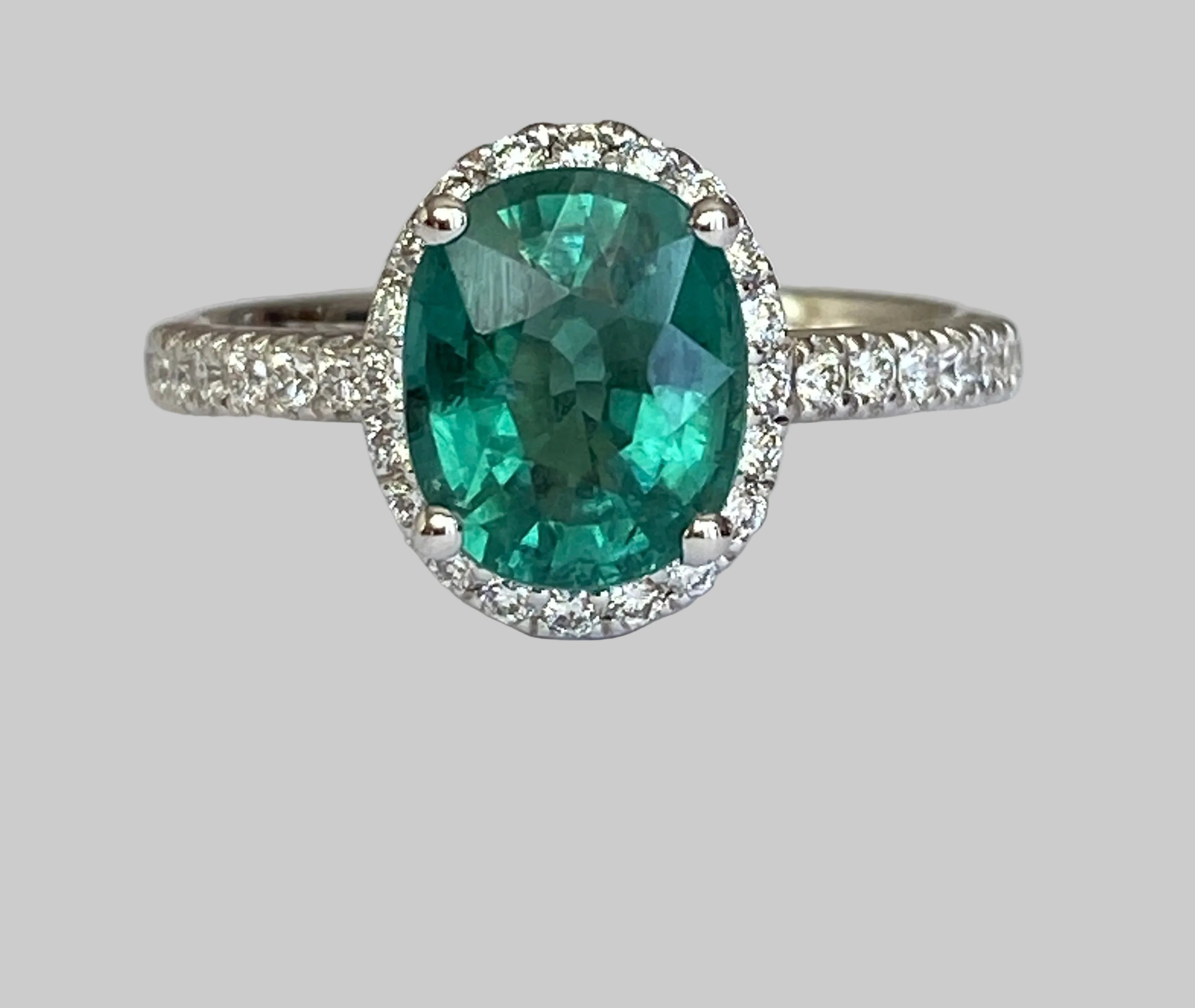 ALGT Certified 2.08 Carat Lagoon Tourmaline Diamond Cocktail Gold ring