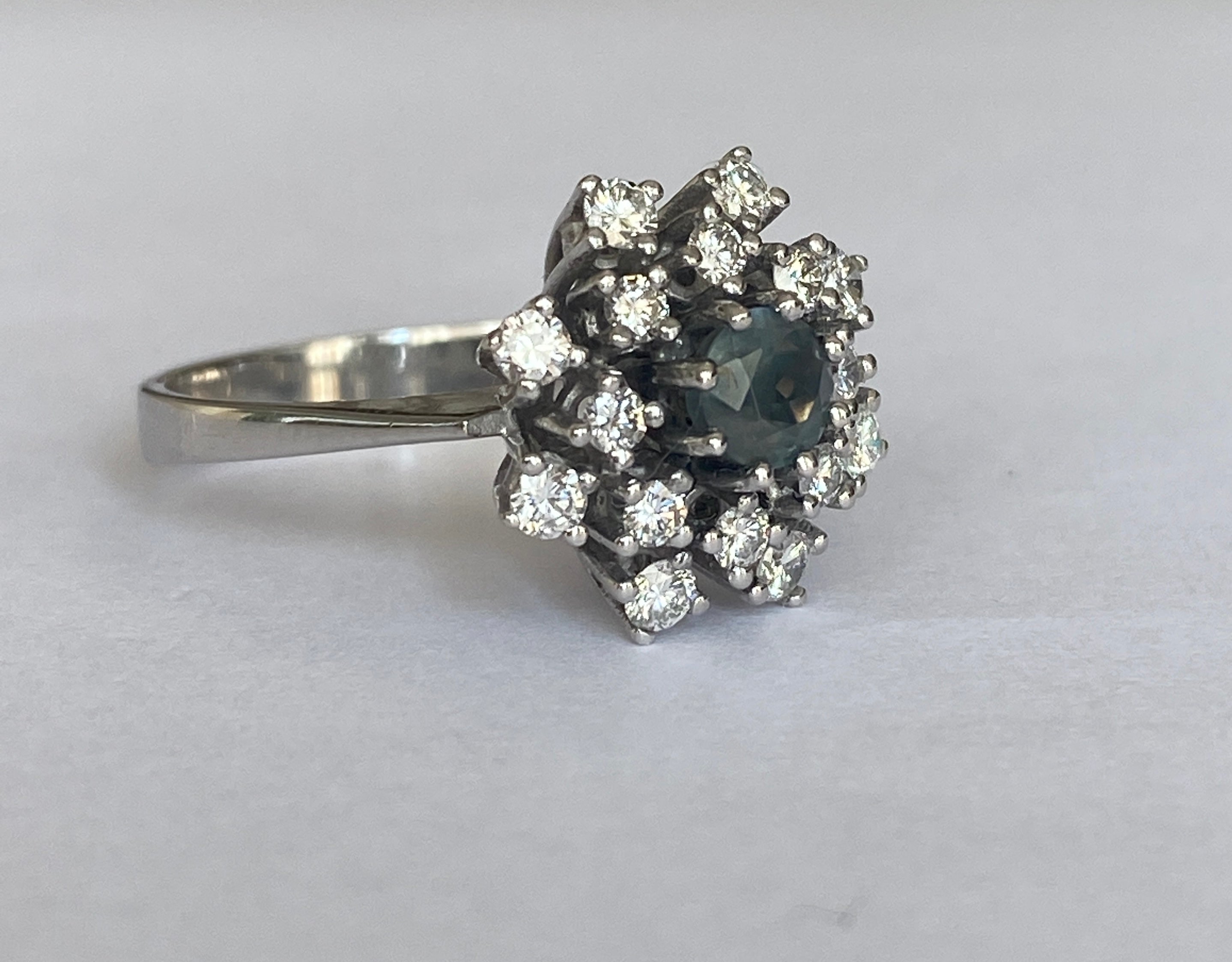 ALGT Certified Natural 0.60 ct Alexandrite & Diamond White Gold Ring