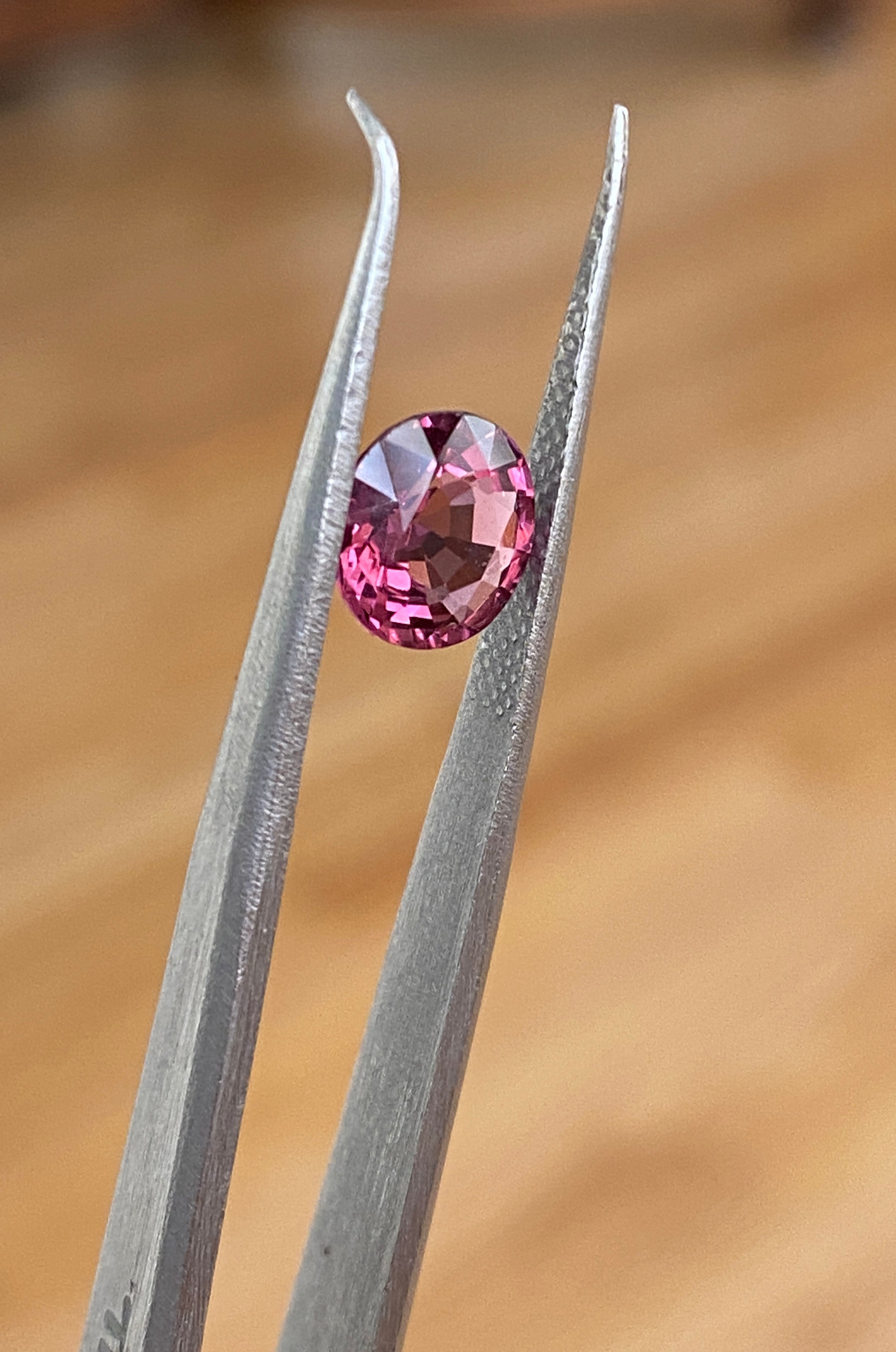 ALGT Certified 1.14 carat oval mixed cut Vivid/Deep Pink SpinelGem