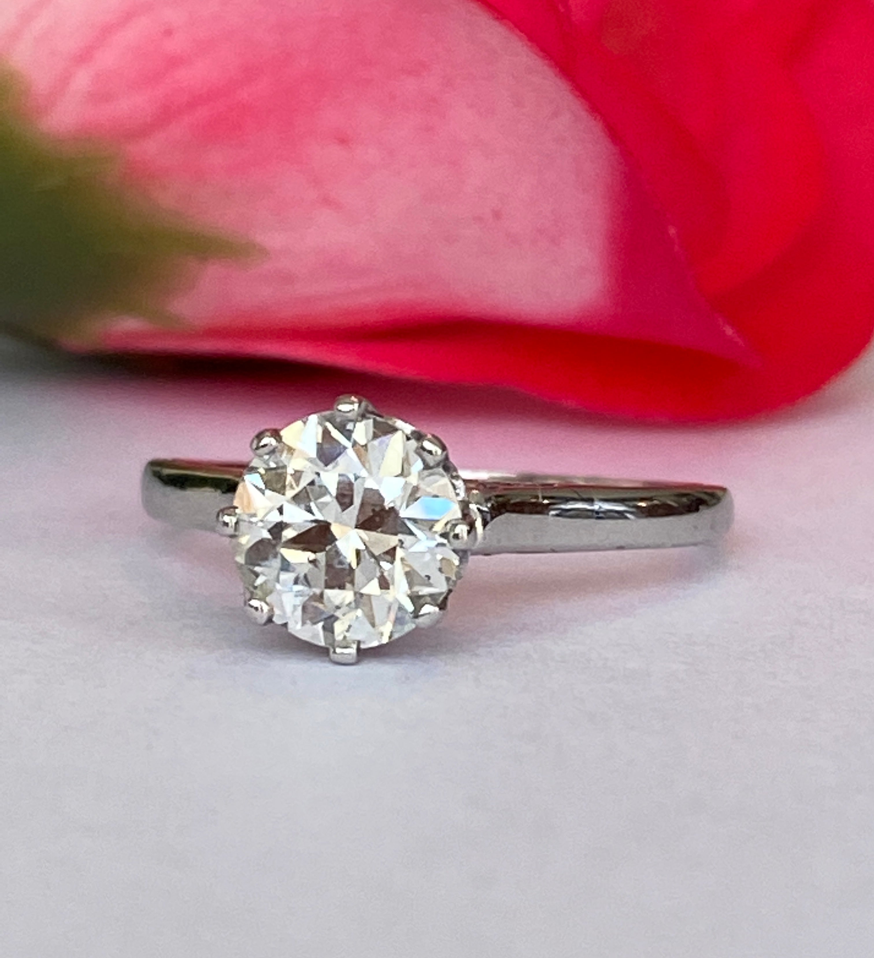 Late Art Deco 1.14 Carat Old European Brilliant Cut Diamond Solitaire Engagement