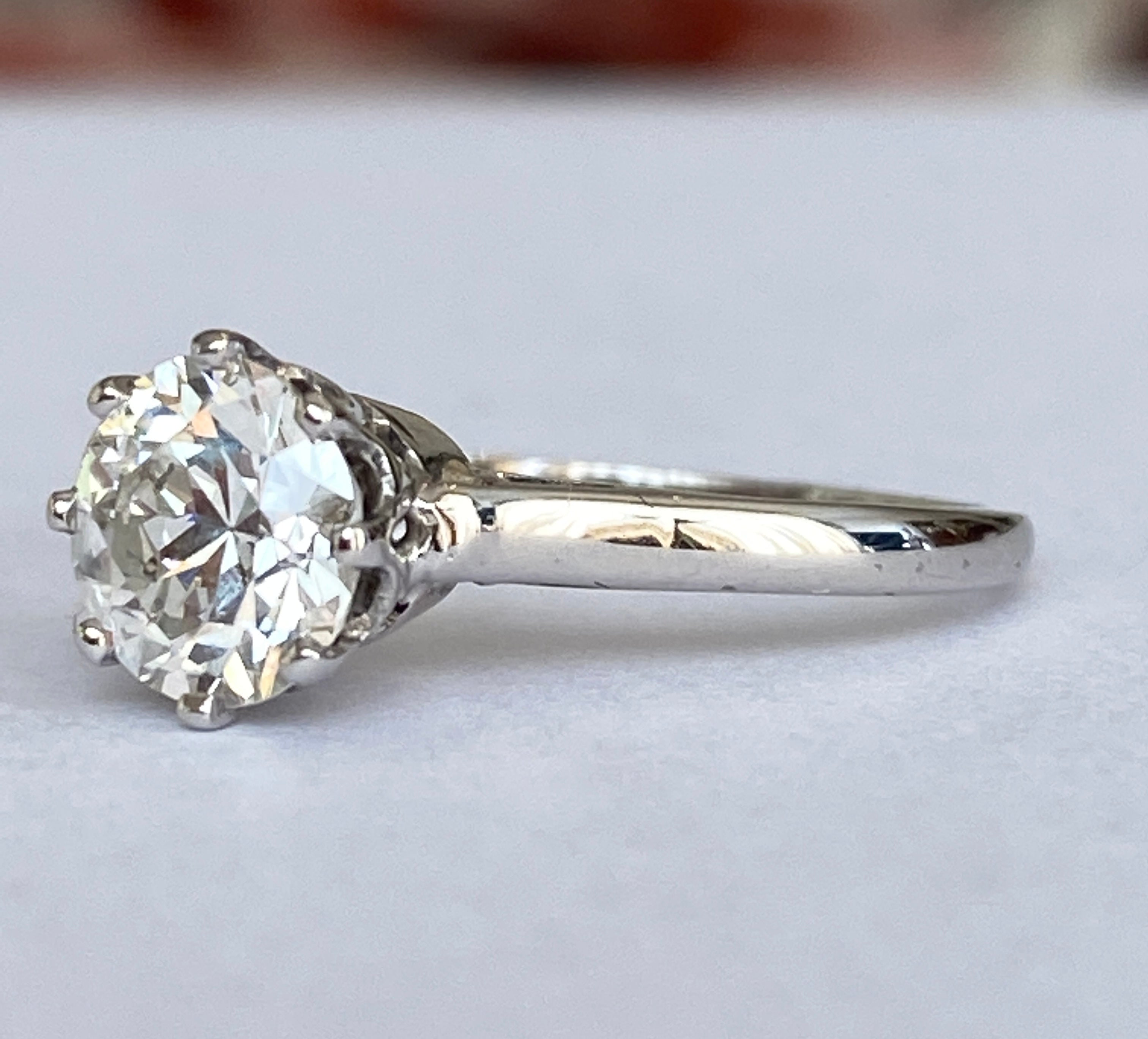 Late Art Deco 1.14 Carat Old European Brilliant Cut Diamond Solitaire Engagement