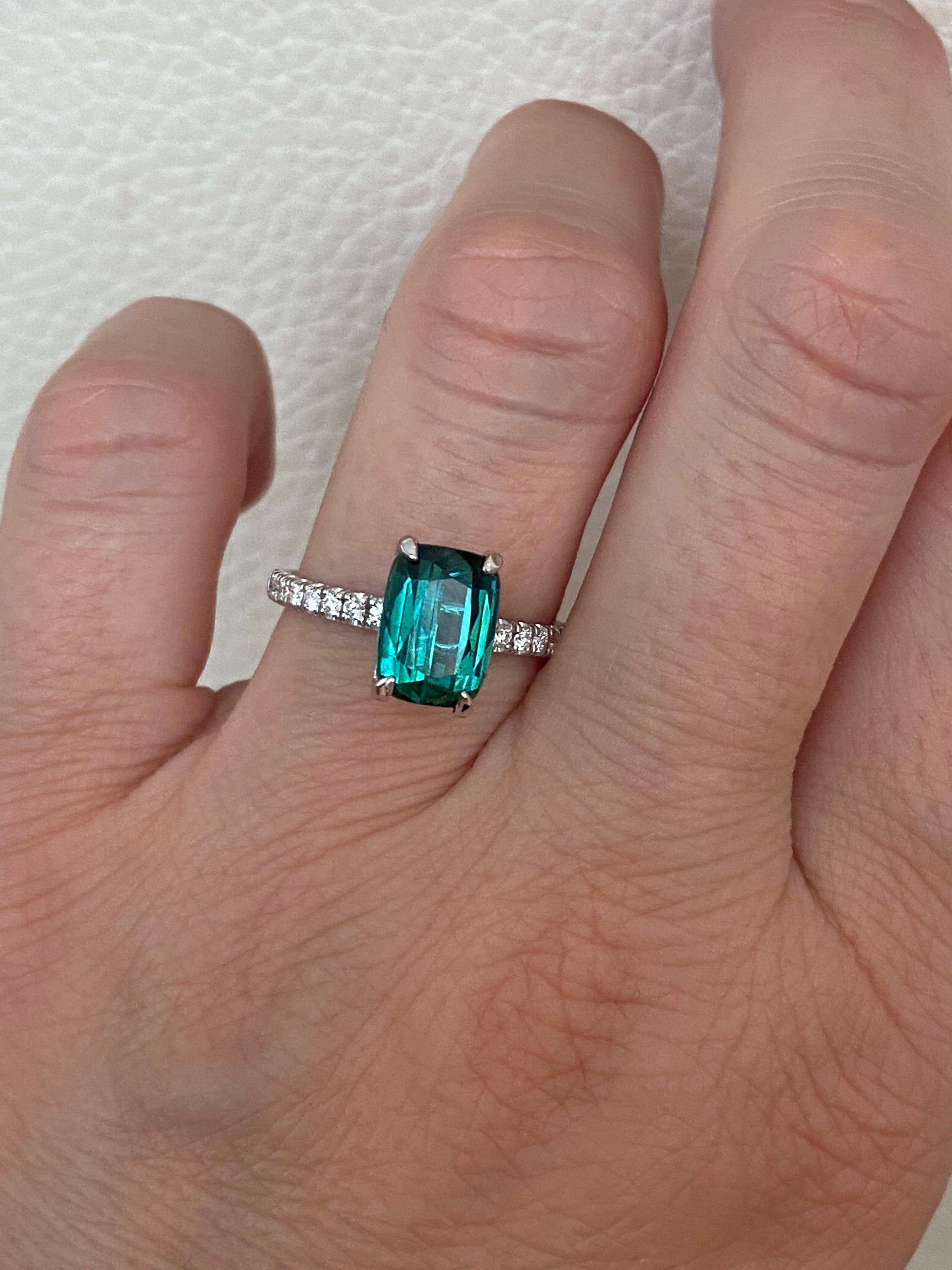 ALGT Certified 2.80 Carat Lagoon Tourmaline Diamond Cocktail Gold ring