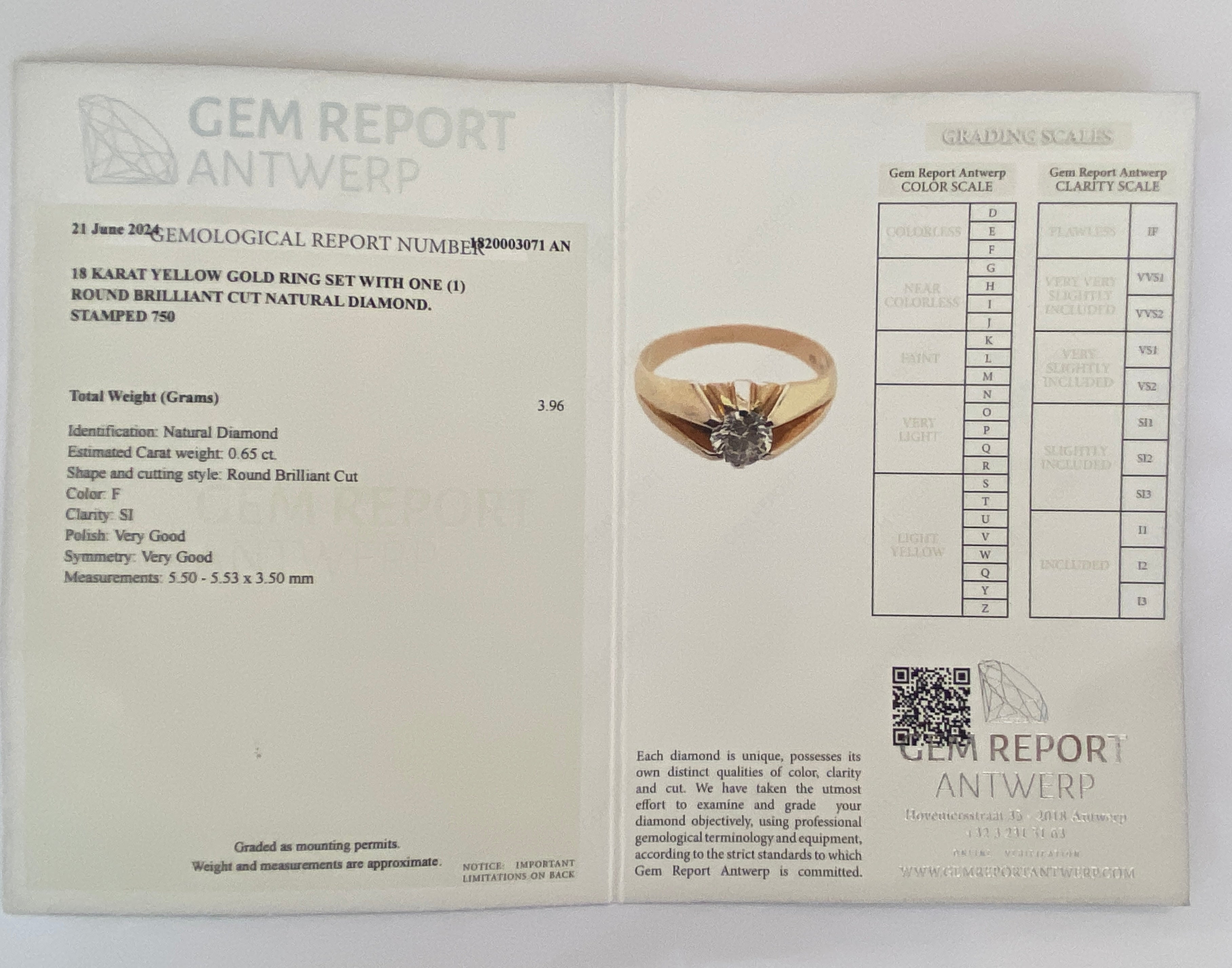 14K Yellow Gold Dome Solitaire Engagement Diamond Ring – 0.65 Ct