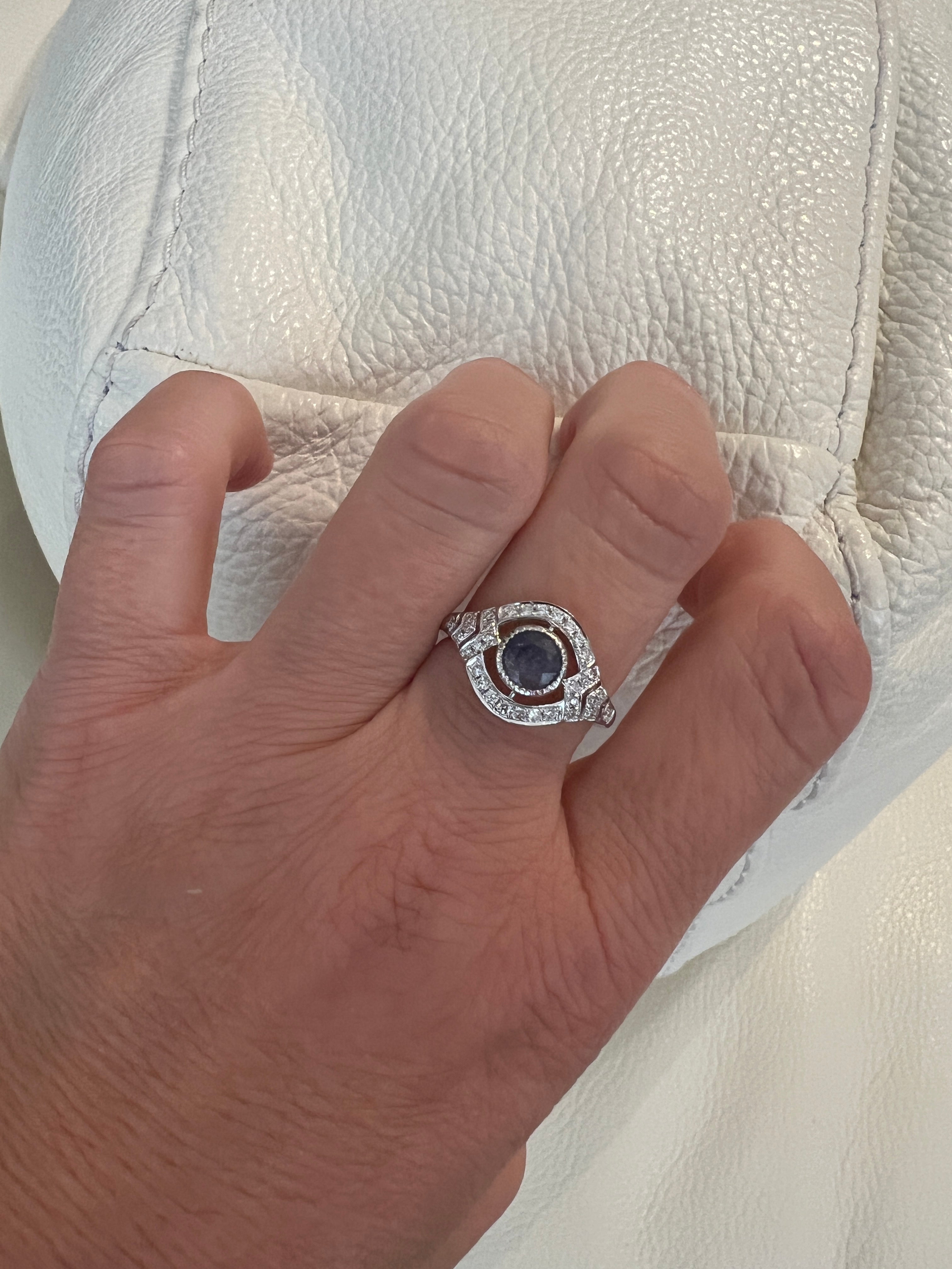 ALGT certified Natural 0.77 Carat  Alexandrite and  Diamond  White Gold  Ring