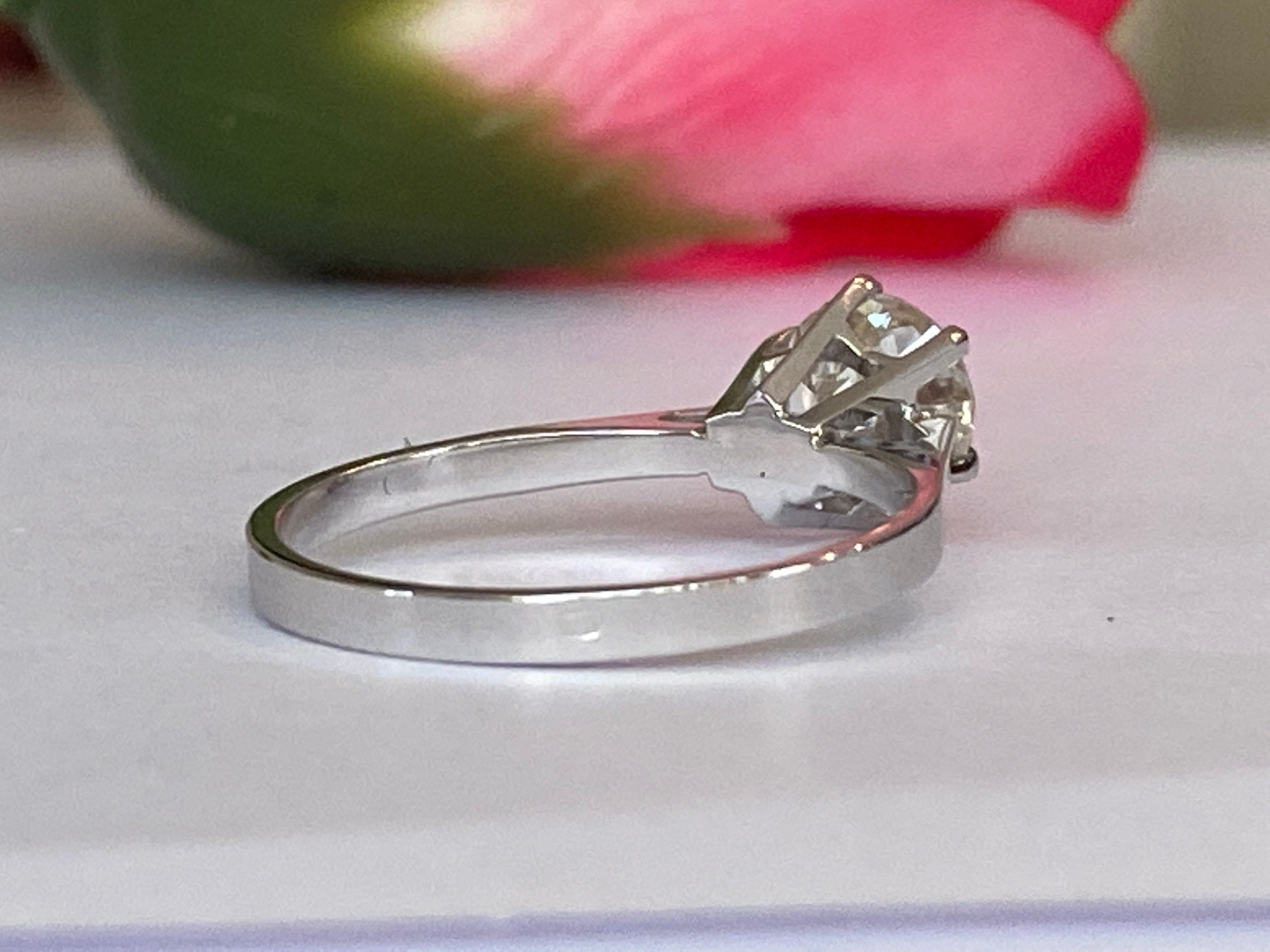 Certified 1.24 Carat  Old European Cut Diamond  White Gold Ring