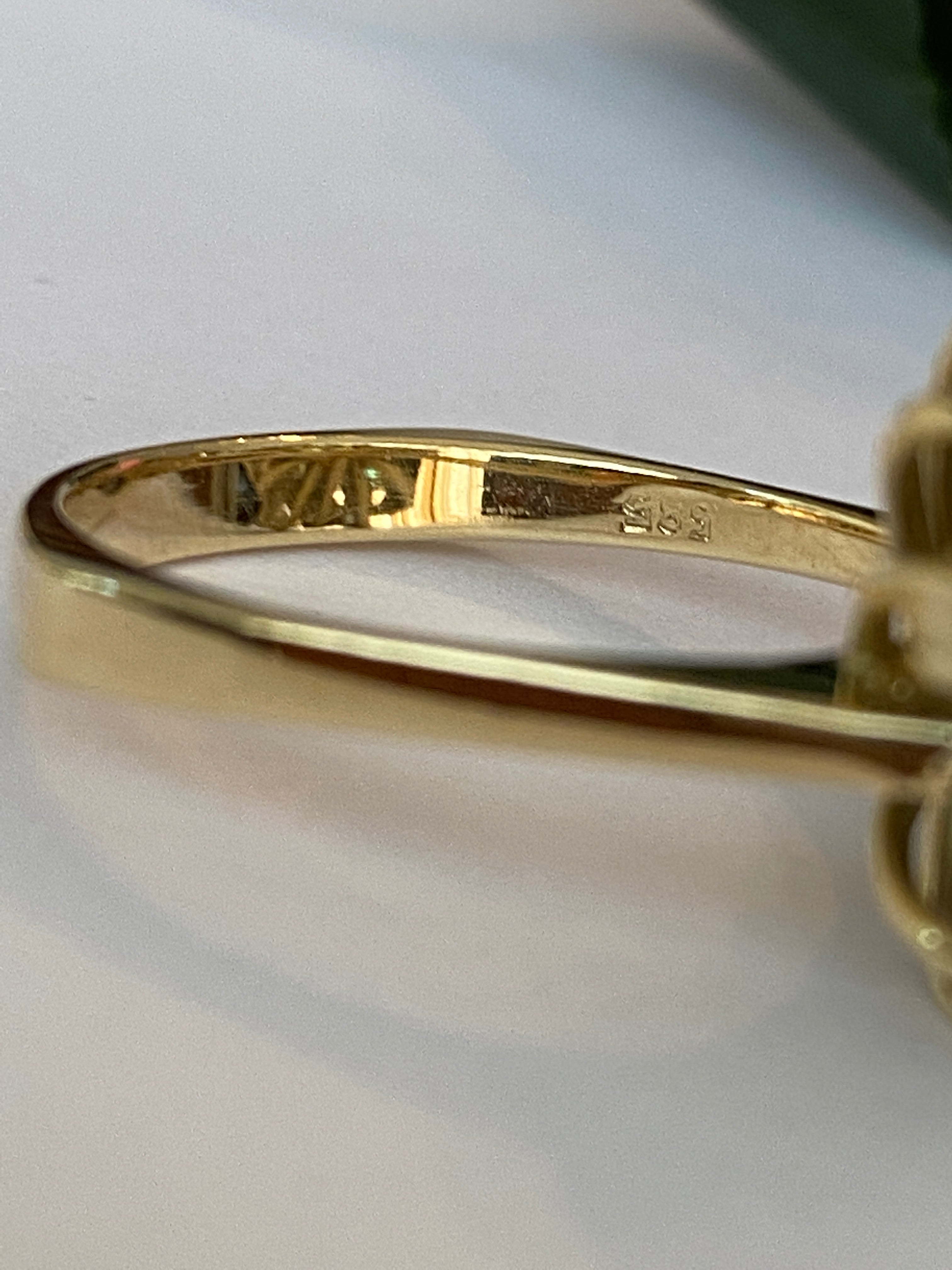 Vintage 14K Yellow Gold Diamond & Emerald Cluster Ring ca 1960, France