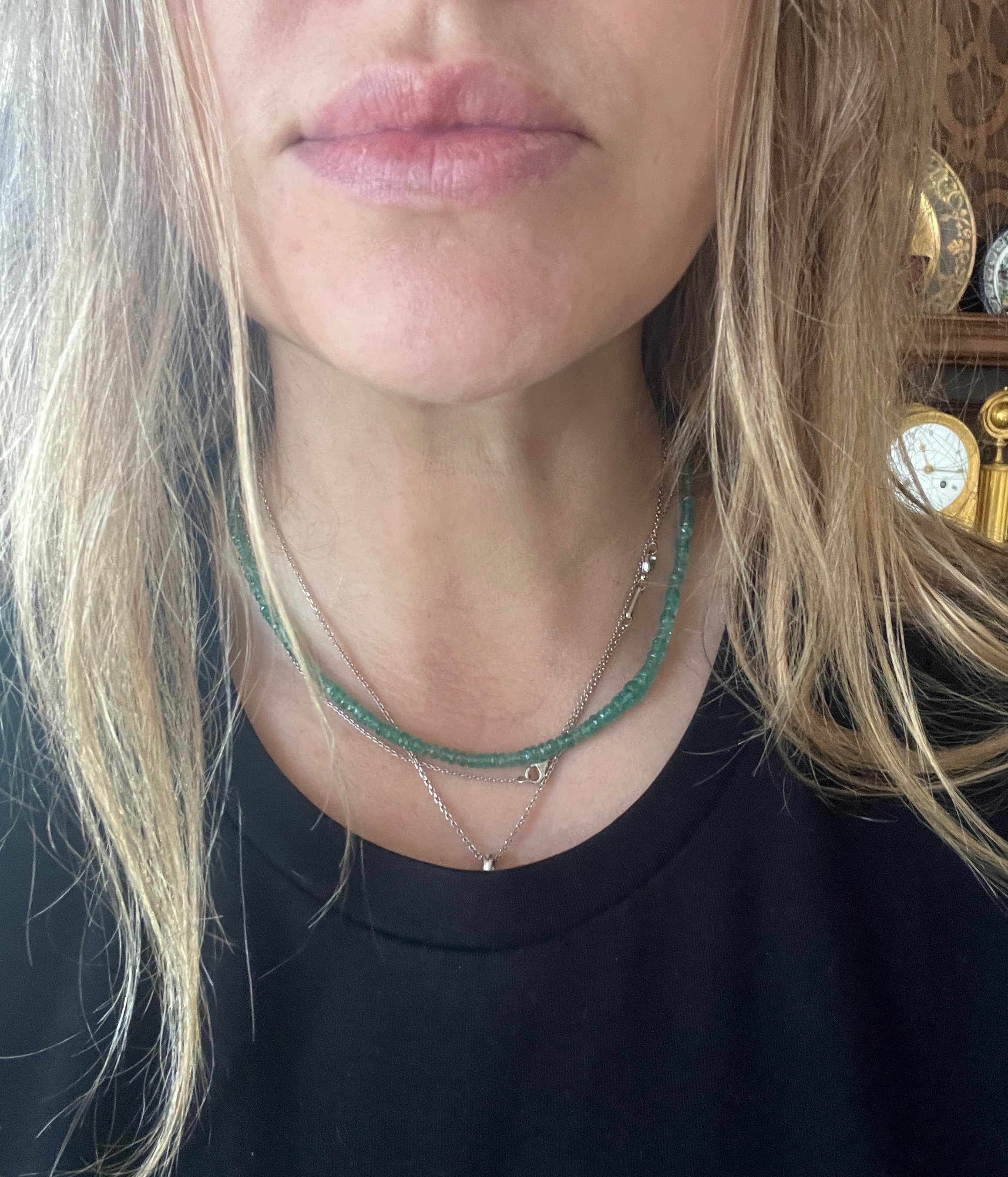 Necklace Natural Colombia emeralds in yellow 18 Kt yellow gold