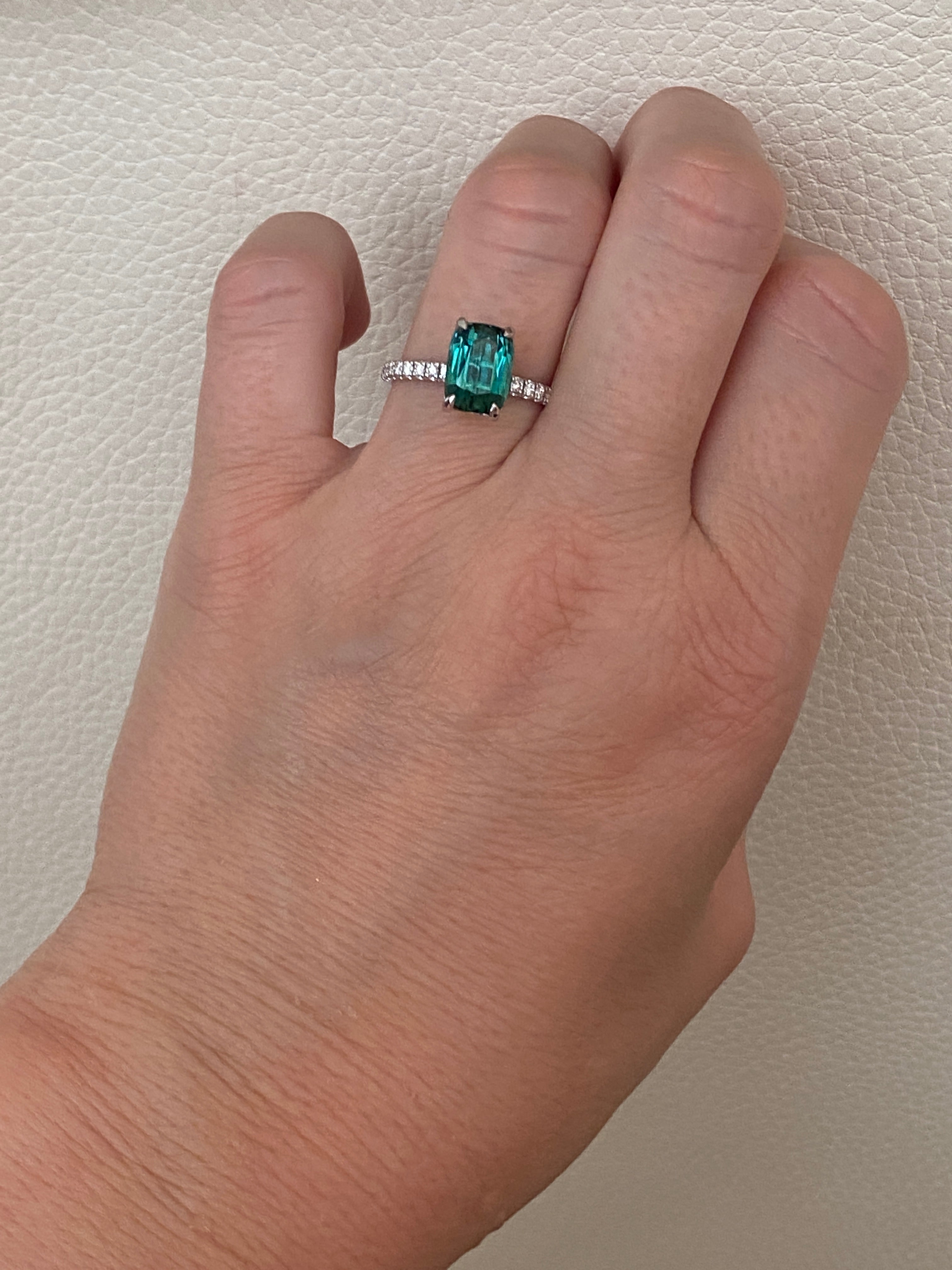 ALGT Certified 2.80 Carat Lagoon Tourmaline Diamond Cocktail Gold ring