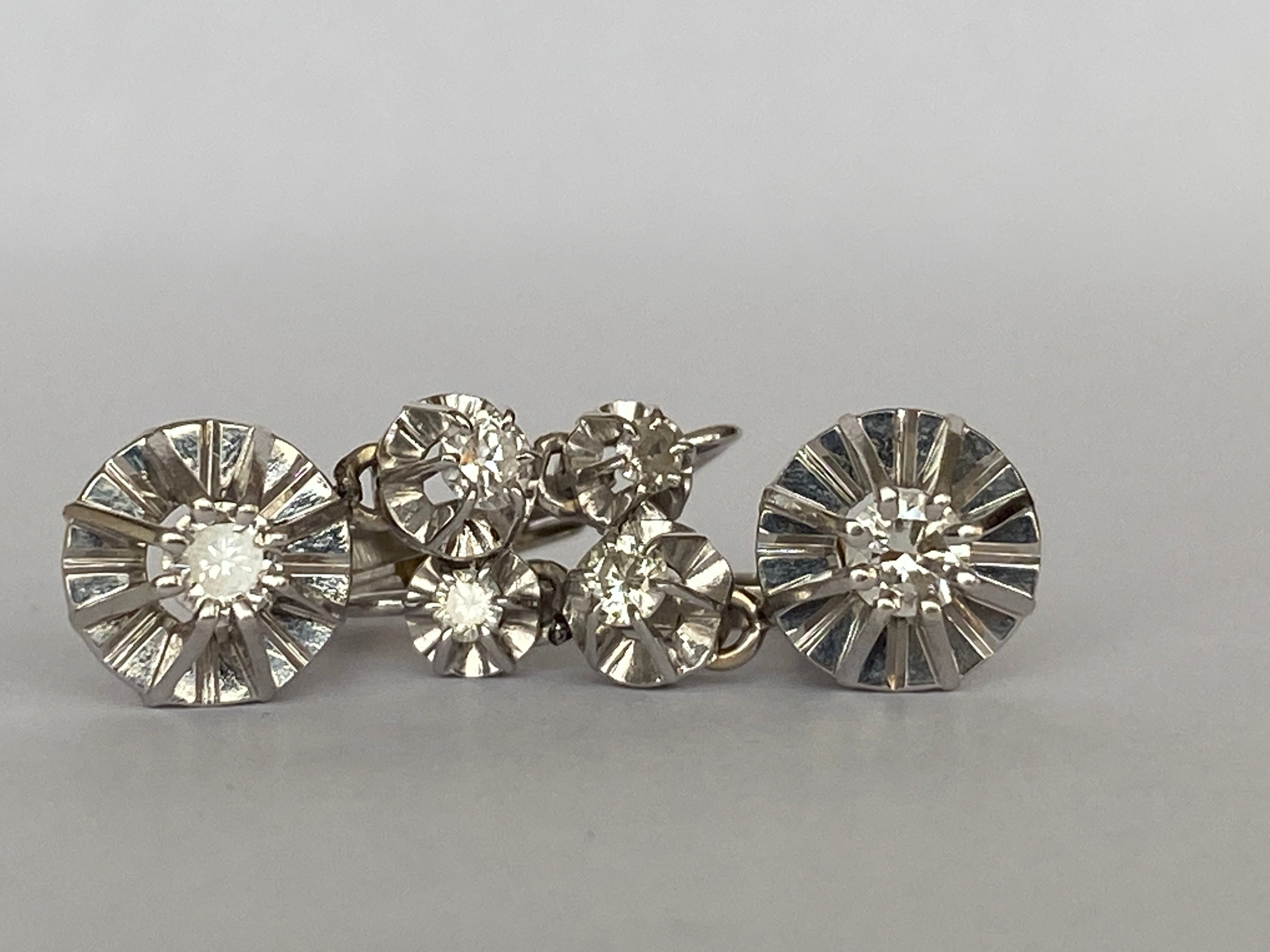 Vintage 18 kt White Gold Drop Earrings with Diamonds