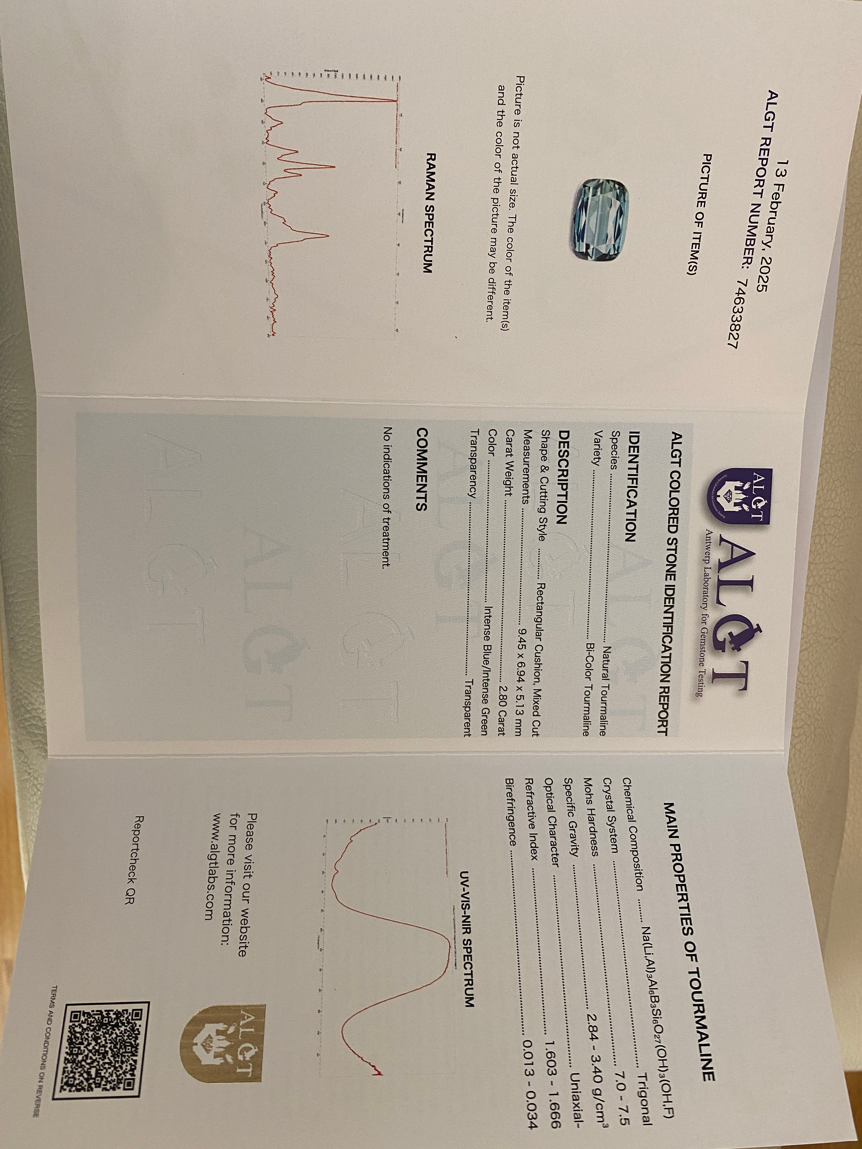 ALGT Certified 2.80 Carat Lagoon Tourmaline Diamond Cocktail Gold ring