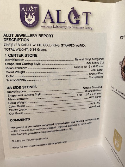 Pink Gold Ring with 4.92 Ct Morganite and Diamonds