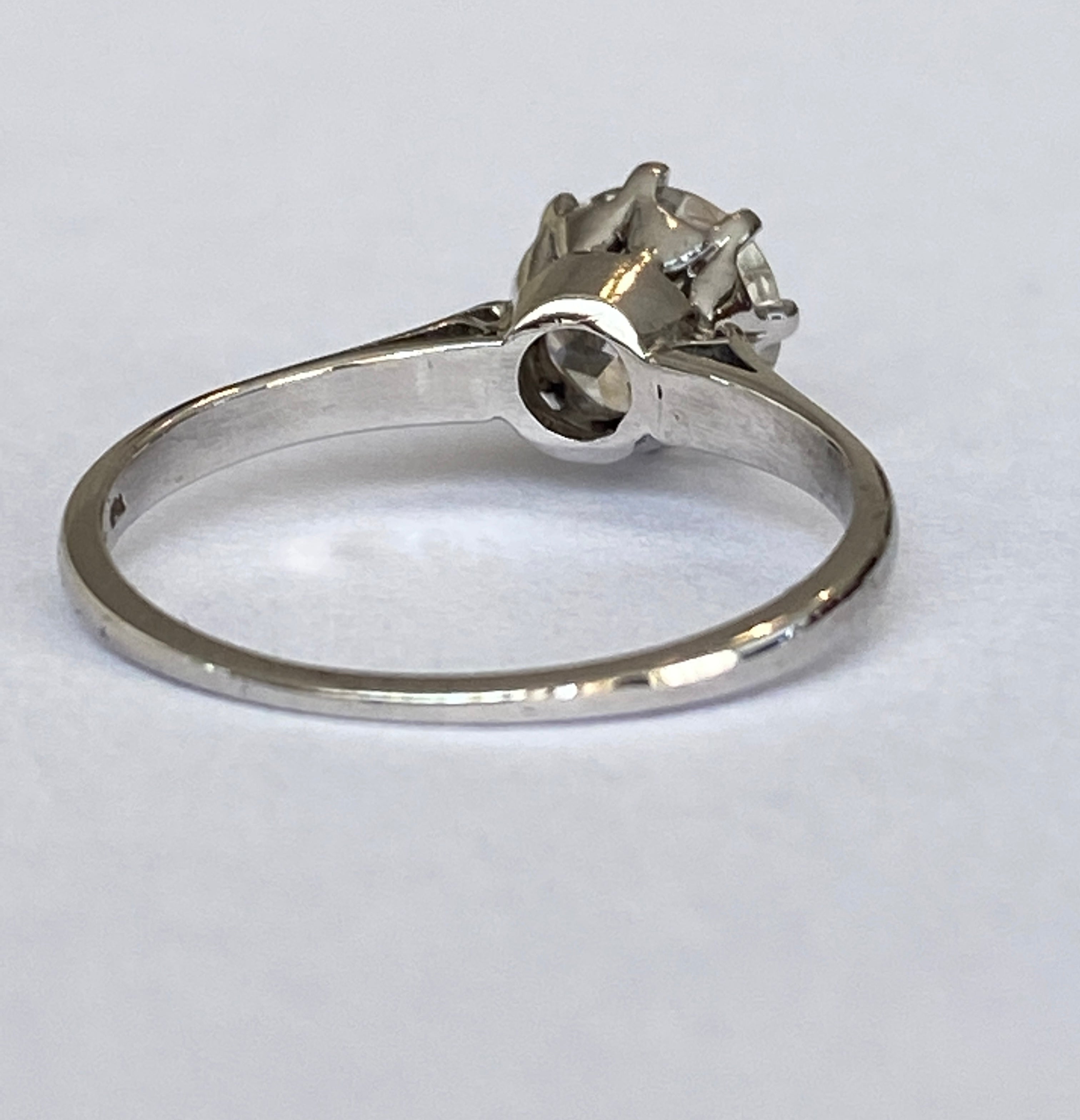 Late Art Deco 1.14 Carat Old European Brilliant Cut Diamond Solitaire Engagement