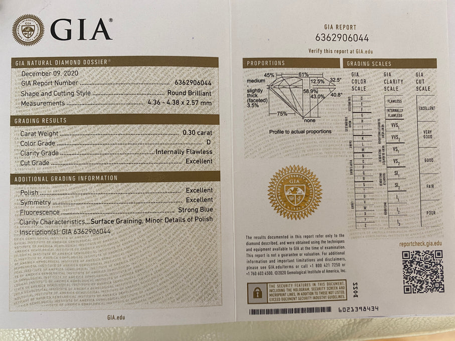 GIA Certified 0.30ct Diamond Engagement Ring 18 kt Gold