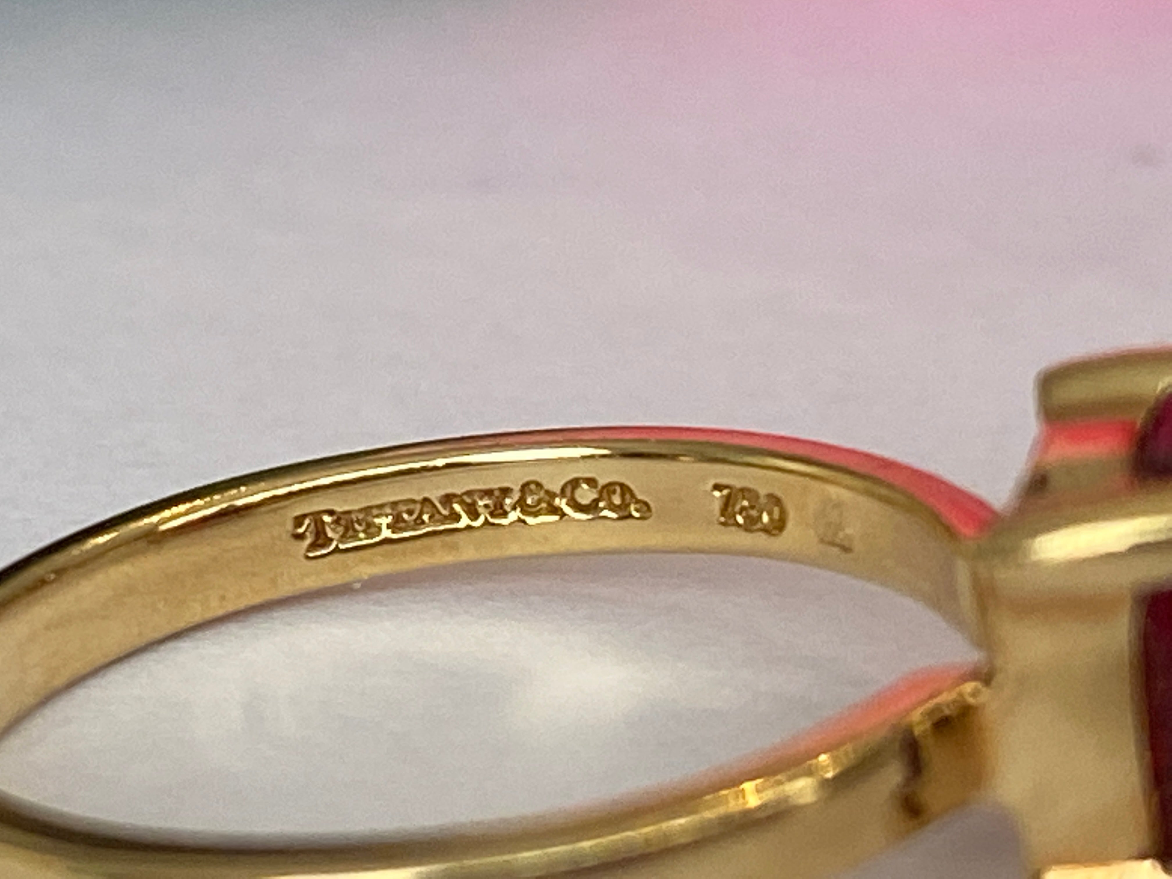Tiffany & Co. Paloma Picasso Rubellite Tourmaline Sugar Stack Loaf 18k Gold Ring