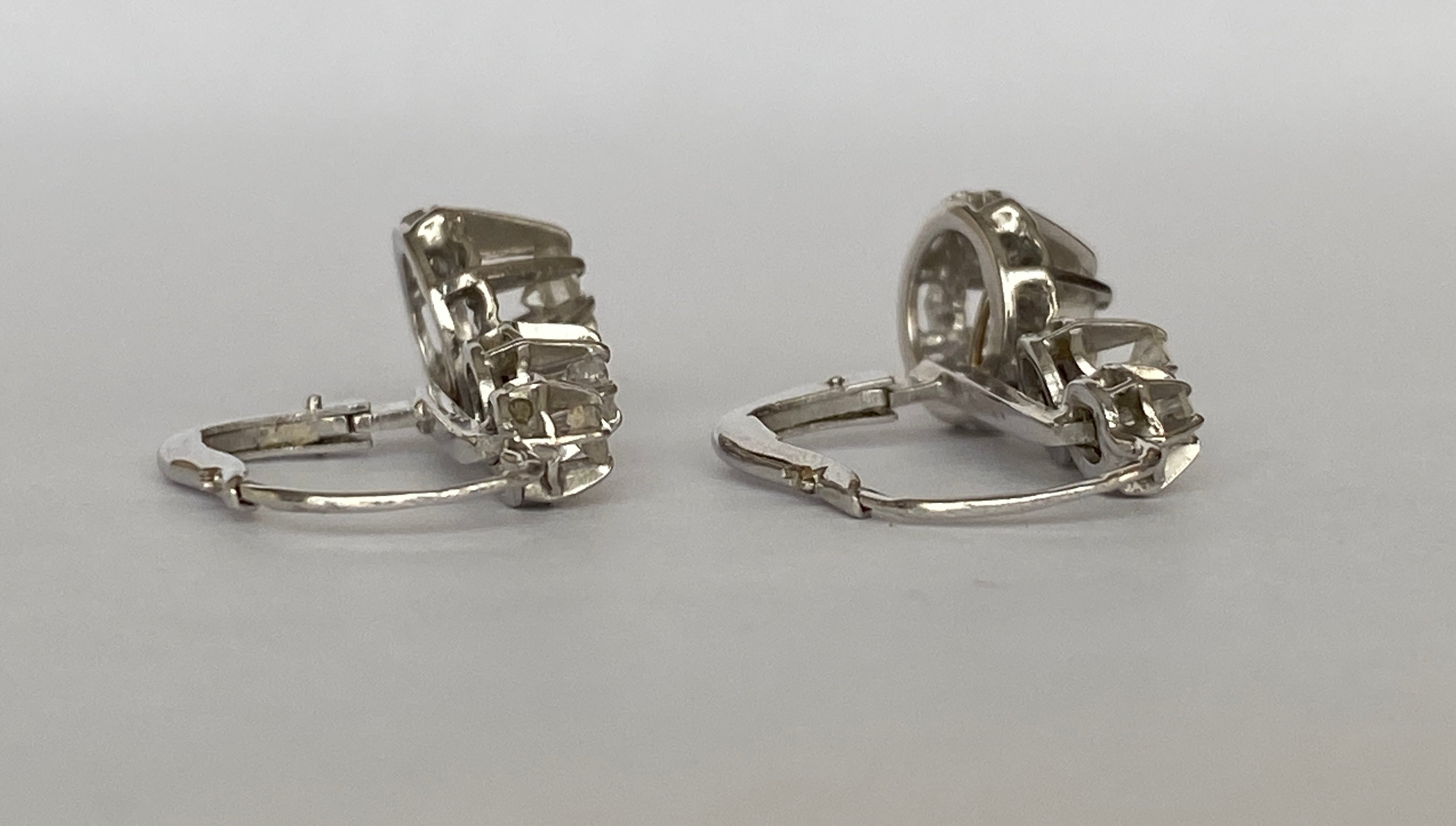Vintage 18 kt White Gold Drop Earrings with Diamonds