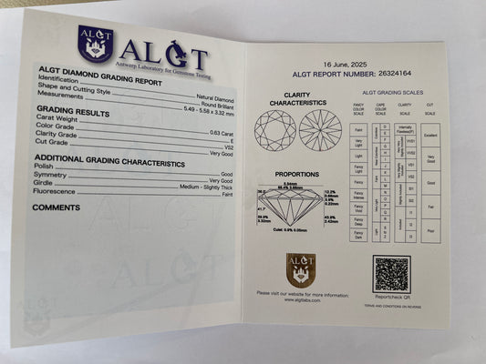 ALGT Certified 0.63 carat Diamond