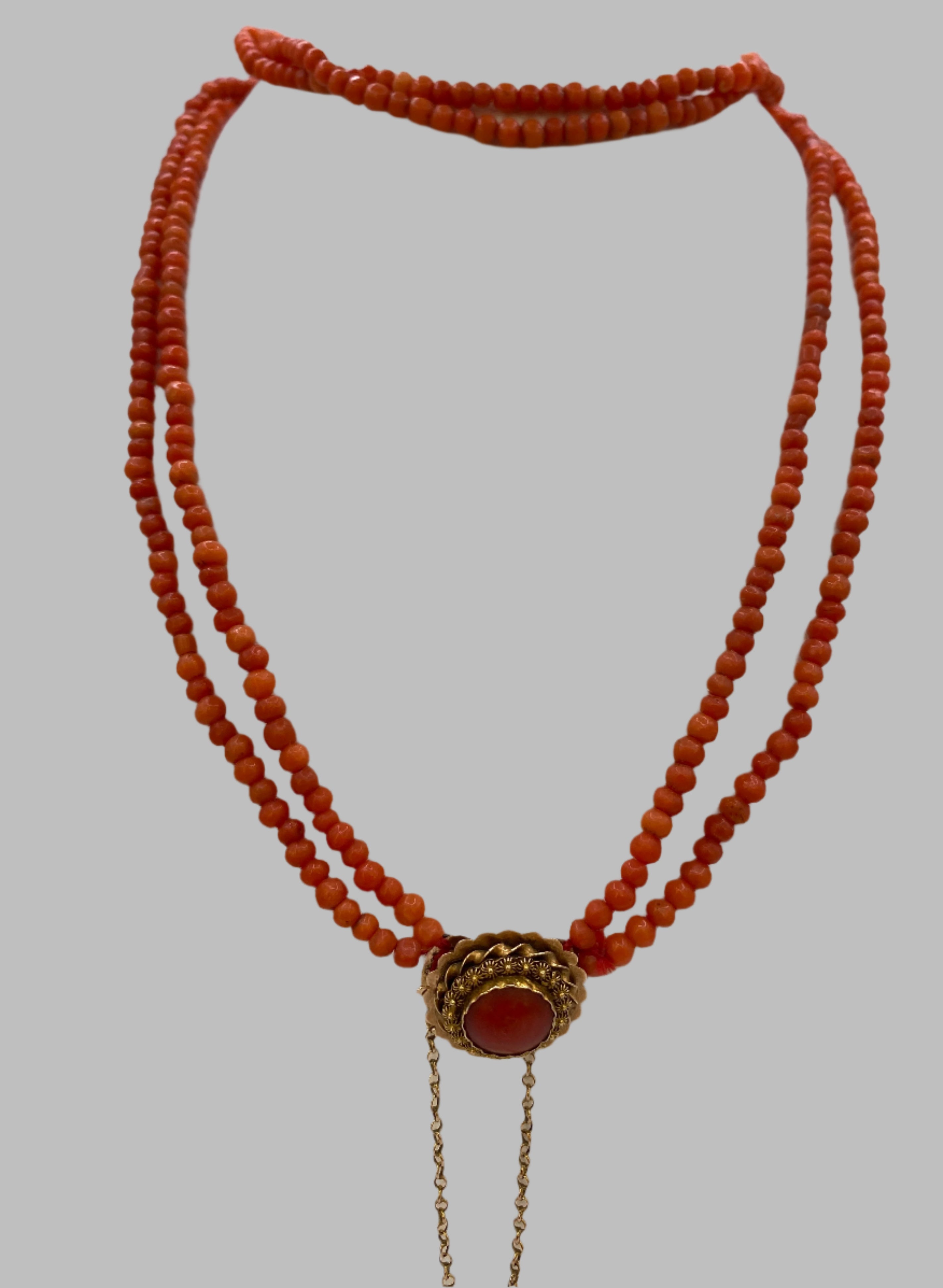 Antique 14k Gold Coral Beaded Necklace