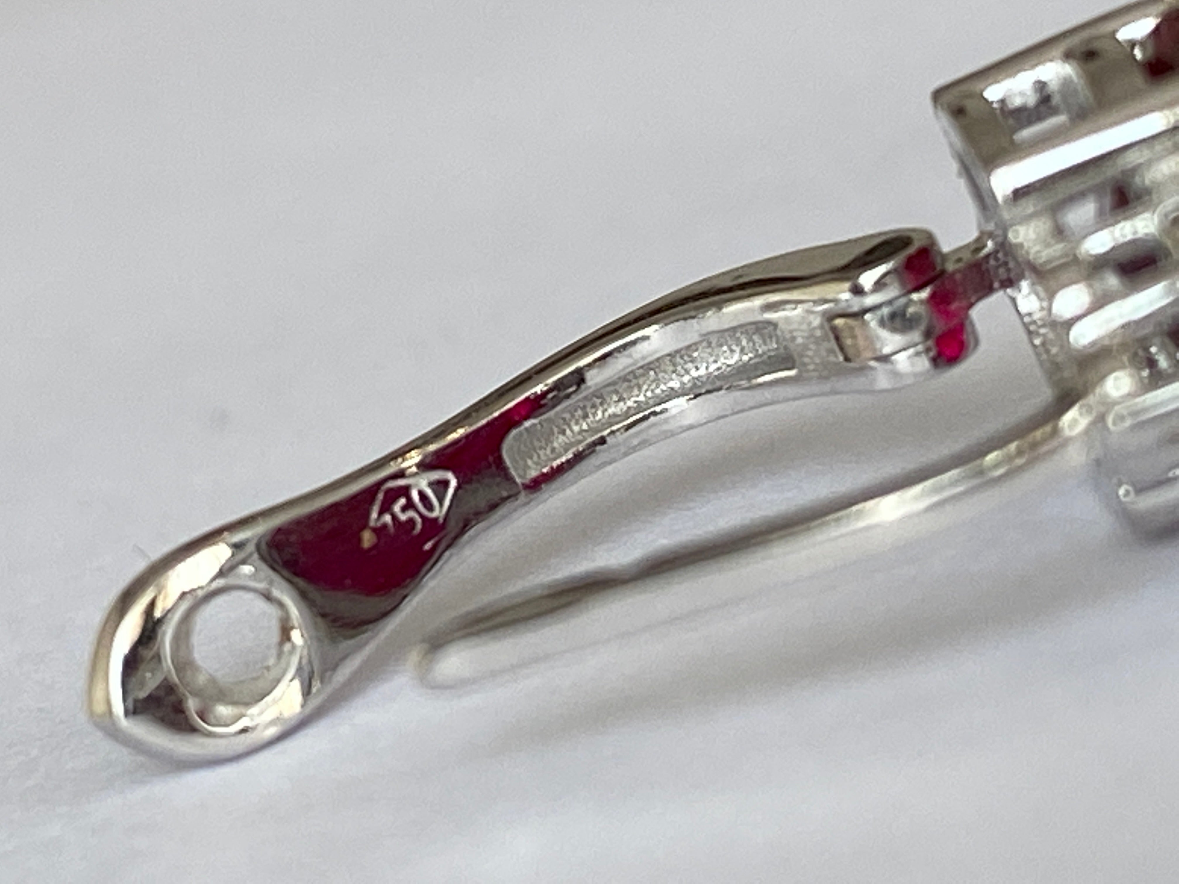 Exquisite 4.32Carat Red Rubies and Diamond 18k Solid White Gold Stud Earrings