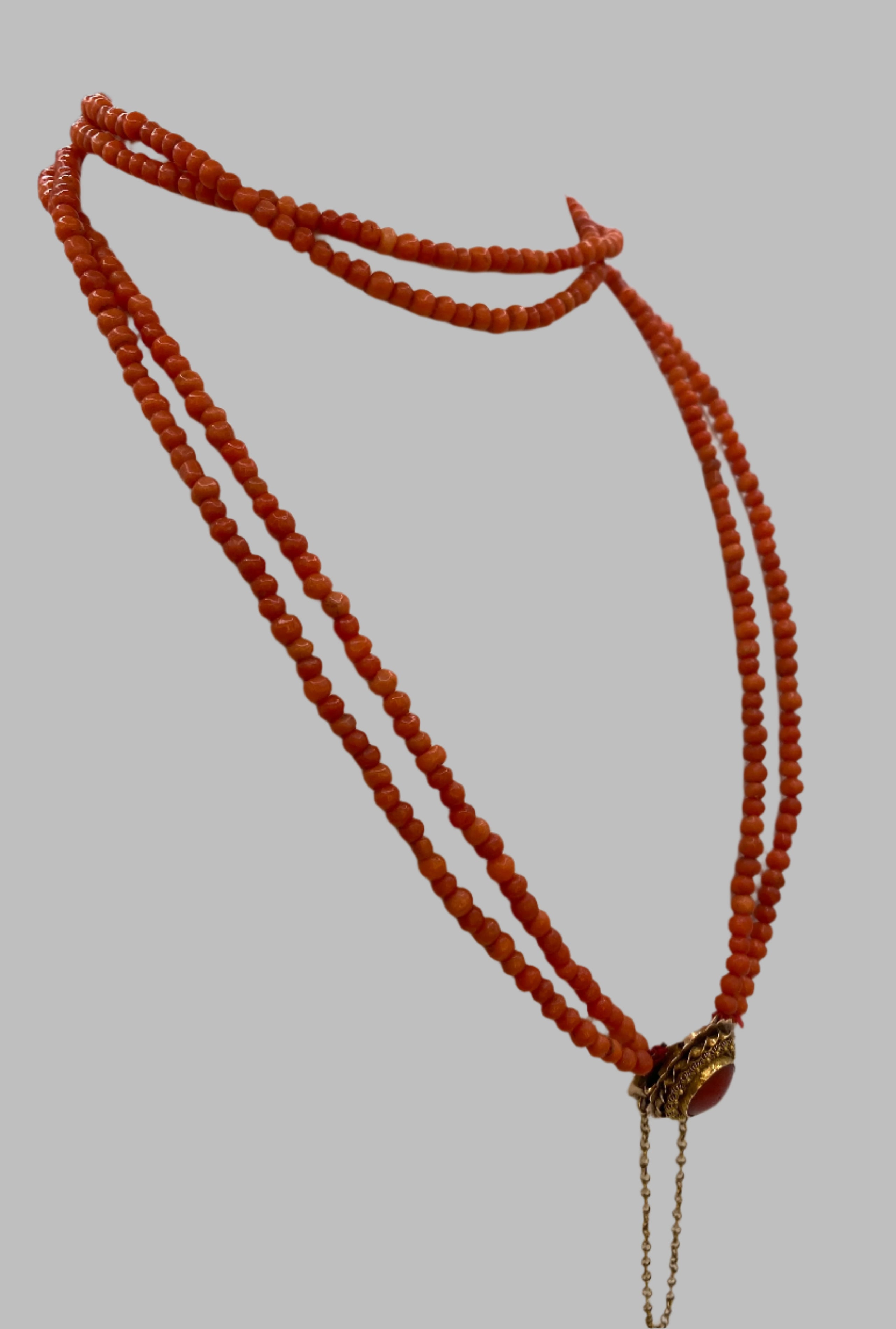 Antique 14k Gold Coral Beaded Necklace