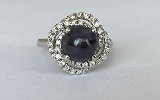 ALGT certified Natural 3.32 Carat  Alexandrite and  Diamond  White Gold  Ring