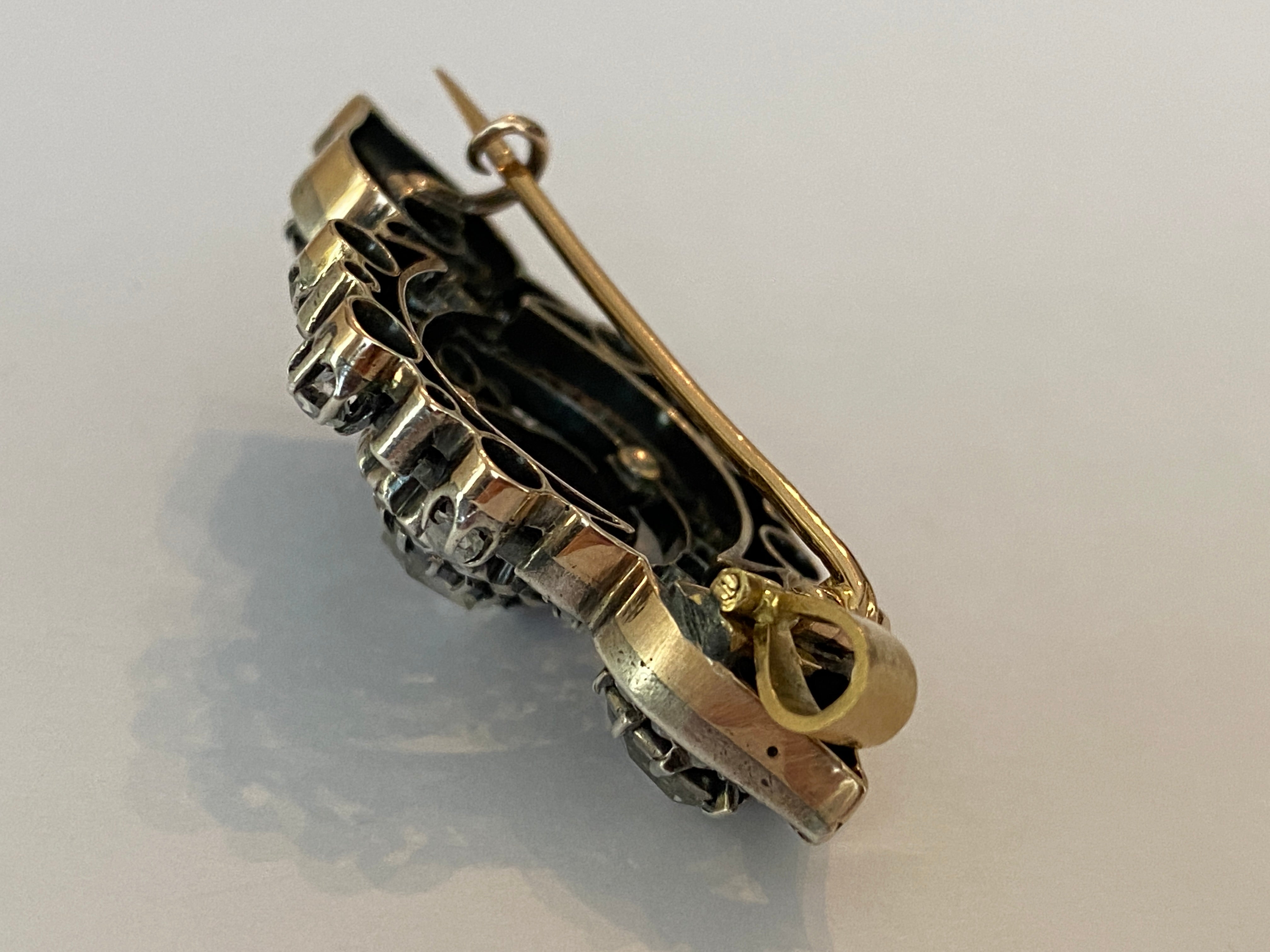 French Antique 18k Gold /Silver Napoleon III 6ct Rose-Cut Diamond Brooch/Pendant