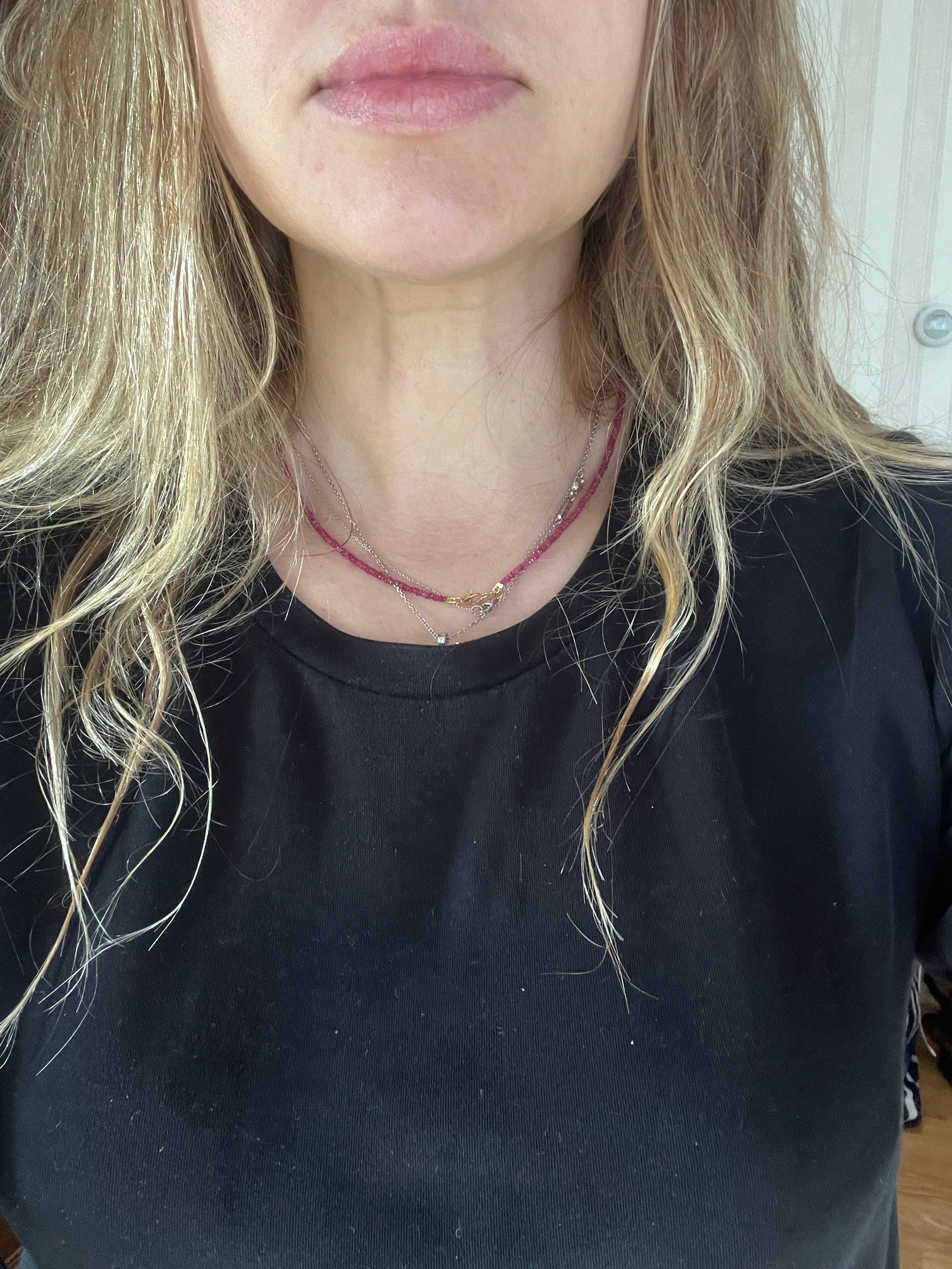 Natural Colombian Ruby Necklace with 18k Yellow Gold Clasp