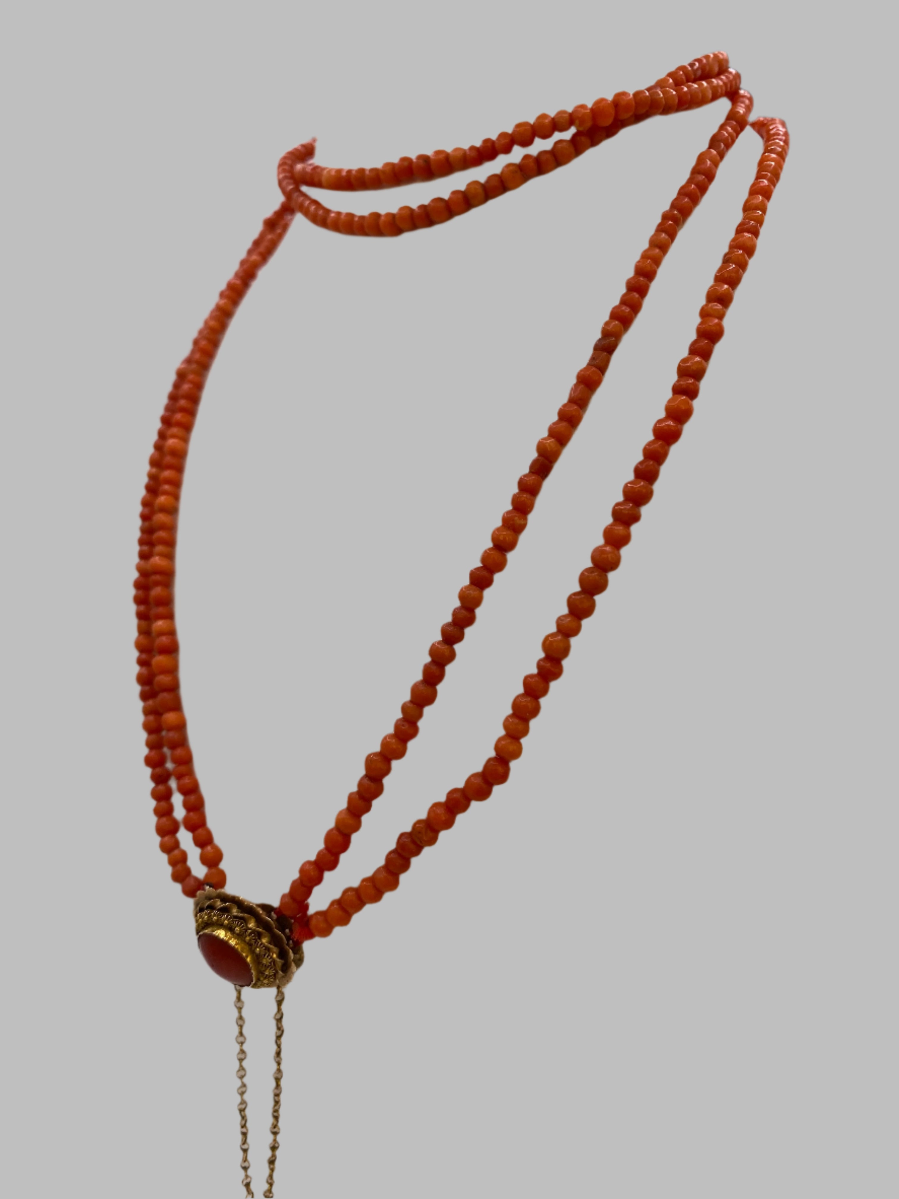 Antique 14k Gold Coral Beaded Necklace