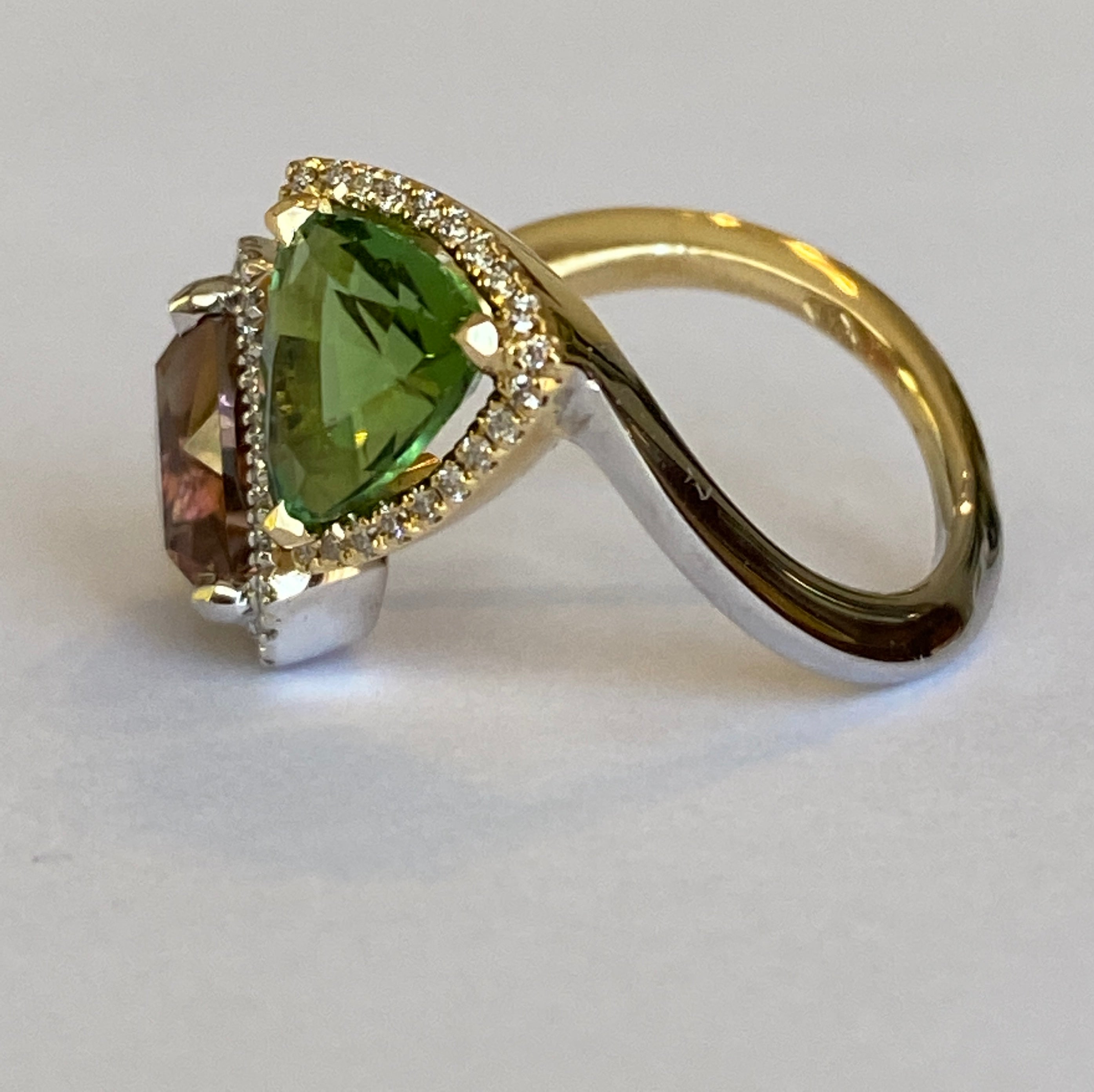 ALGT Certified Toi et Moi 5.84 crt Tourmalines and Diamond Cocktail Ring