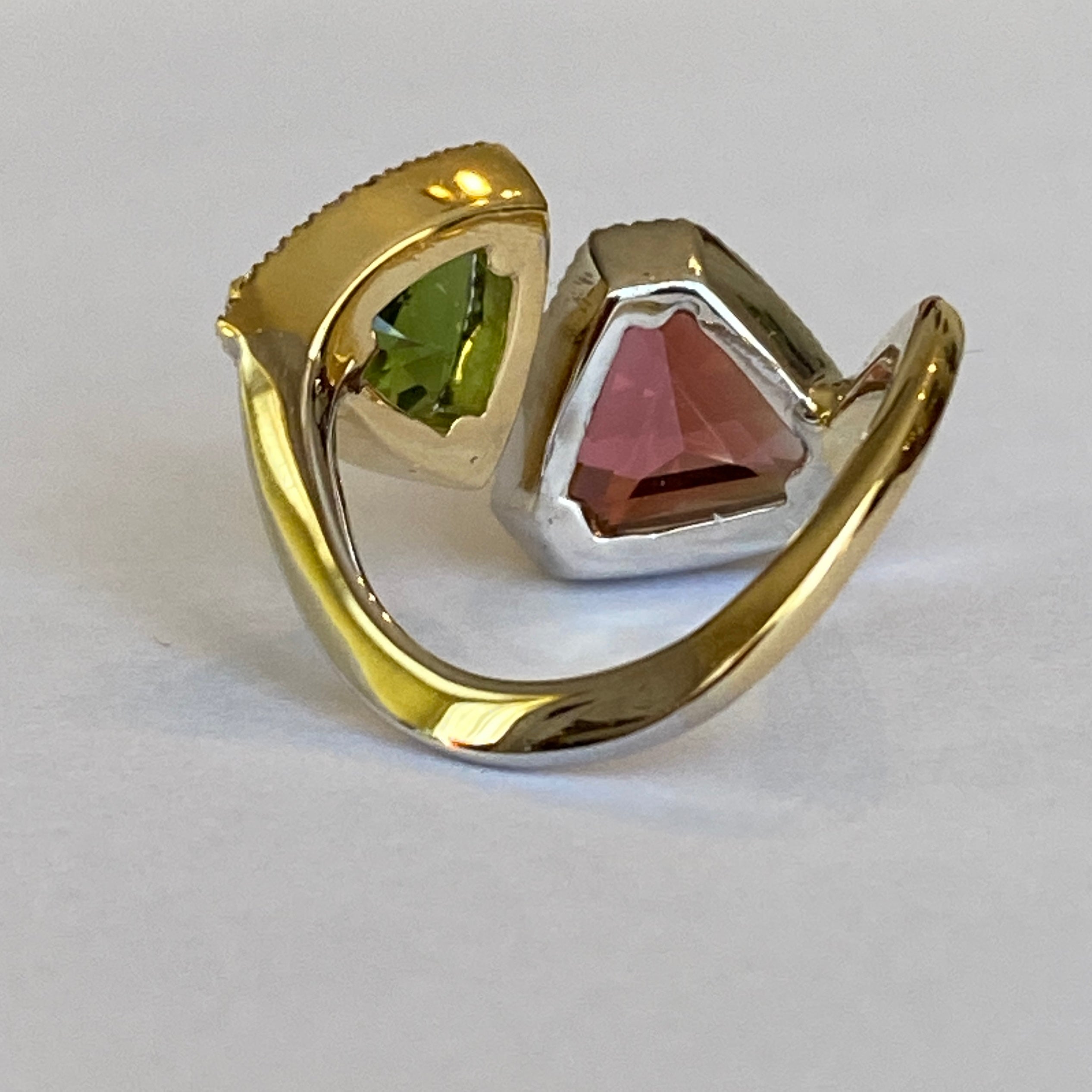 ALGT Certified Toi et Moi 5.84 crt Tourmalines and Diamond Cocktail Ring