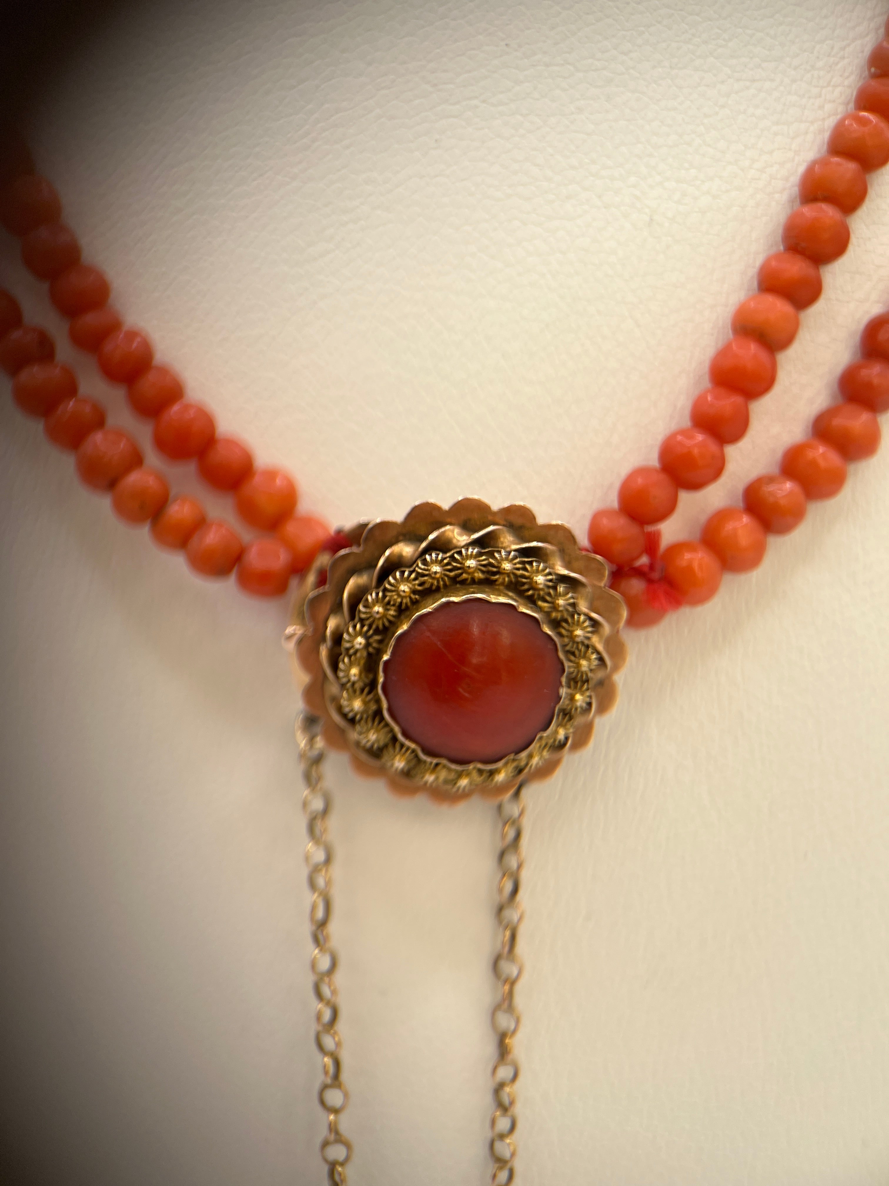 Antique 14k Gold Coral Beaded Necklace