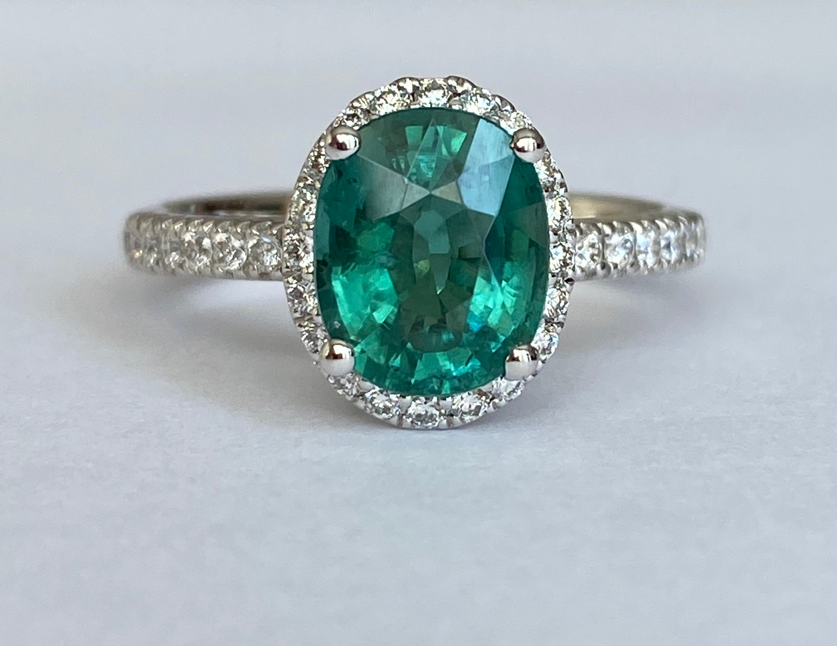 ALGT Certified 2.08 Carat Lagoon Tourmaline Diamond Cocktail Gold ring