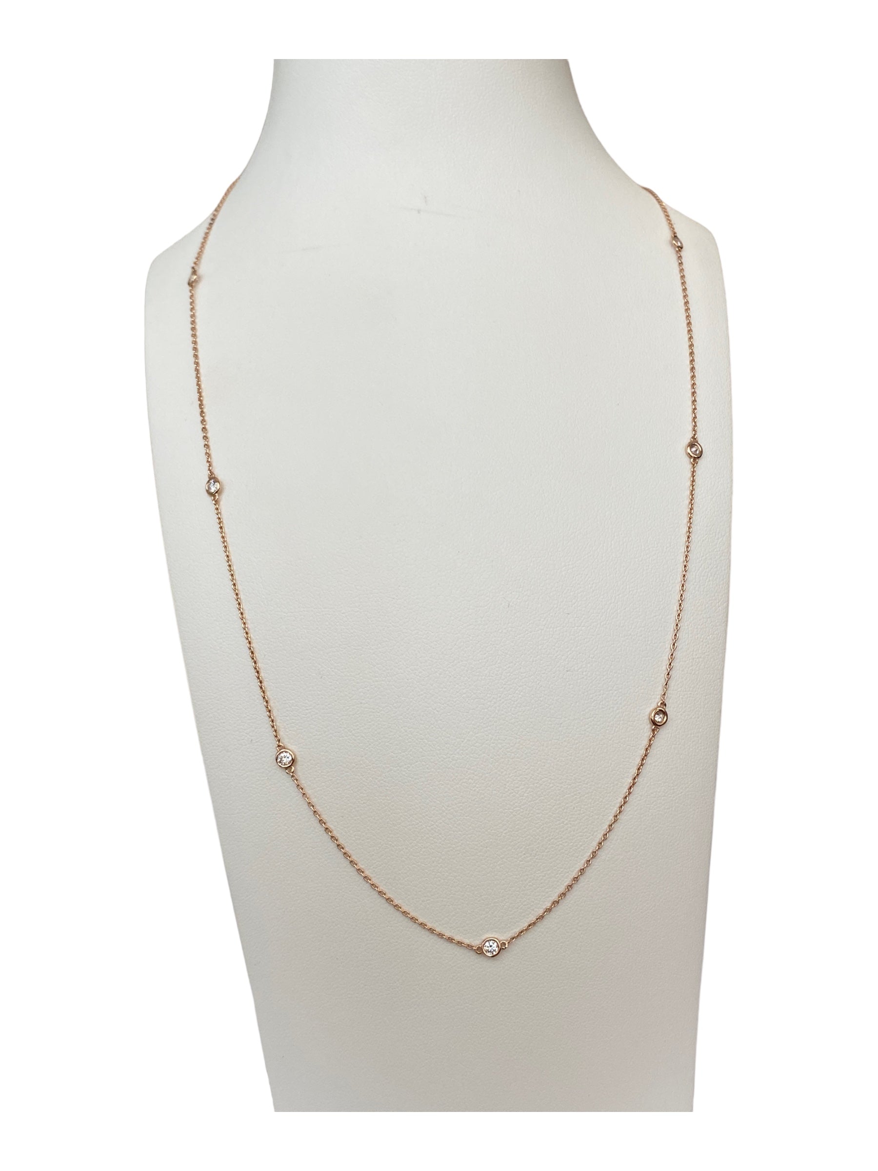 18K Pink Gold Necklace with 0.40 Ct Diamonds