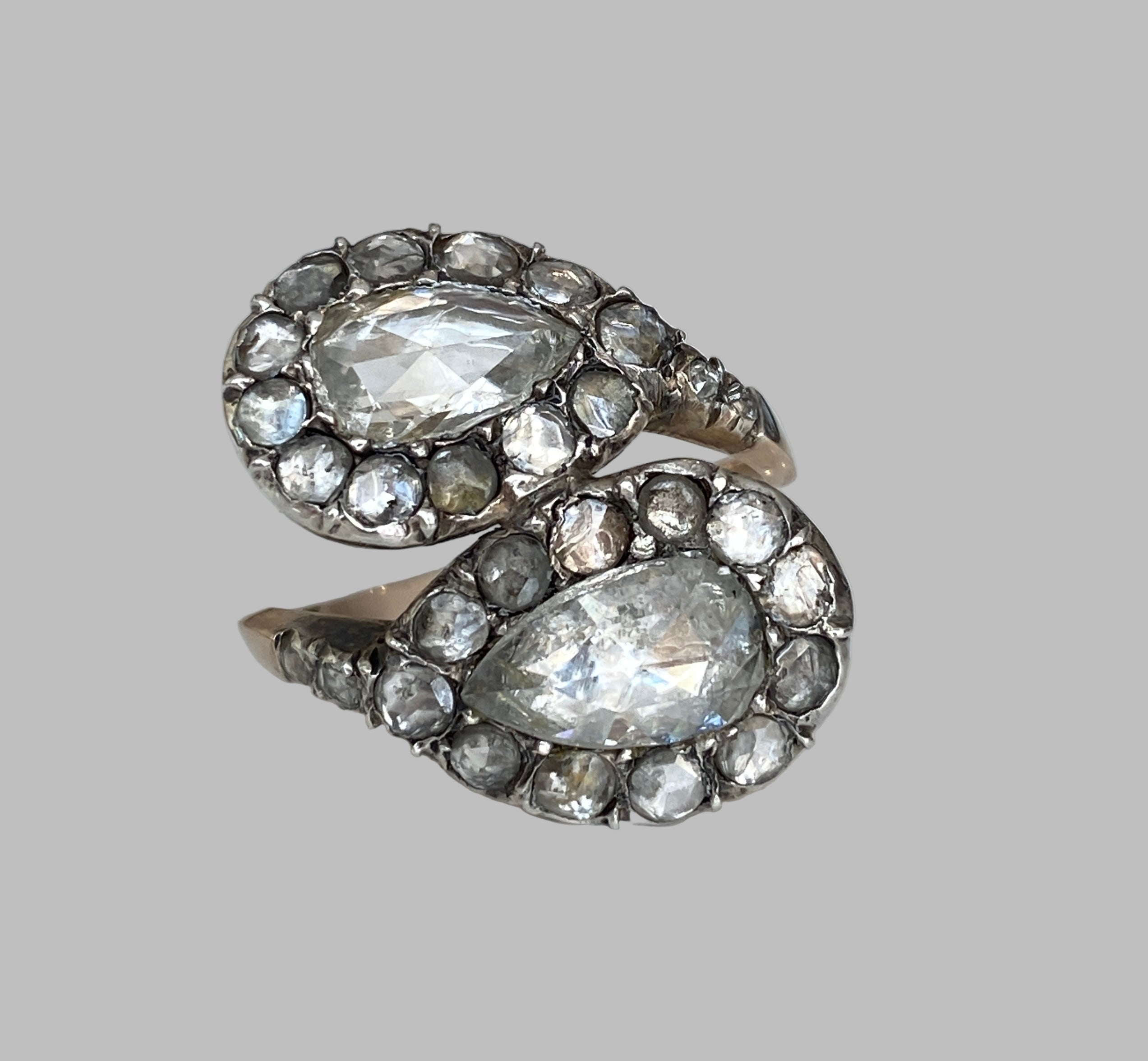 Antique Georgian toi en moi diamond gold/silver ring of the 18th/19th century.
