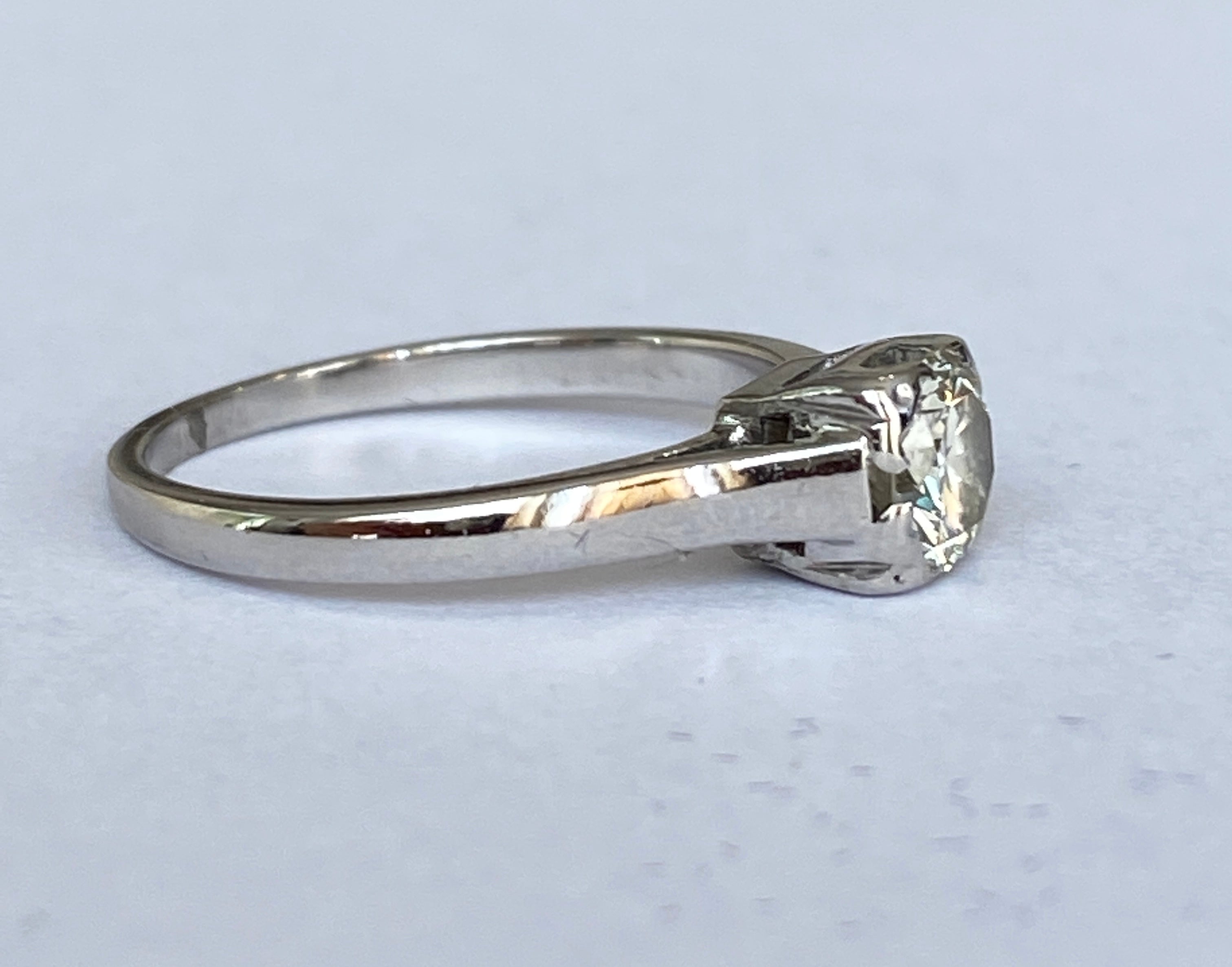 Late Art Deco 0.63  Carat Old European Brilliant Cut Diamond Solitaire Engagemen