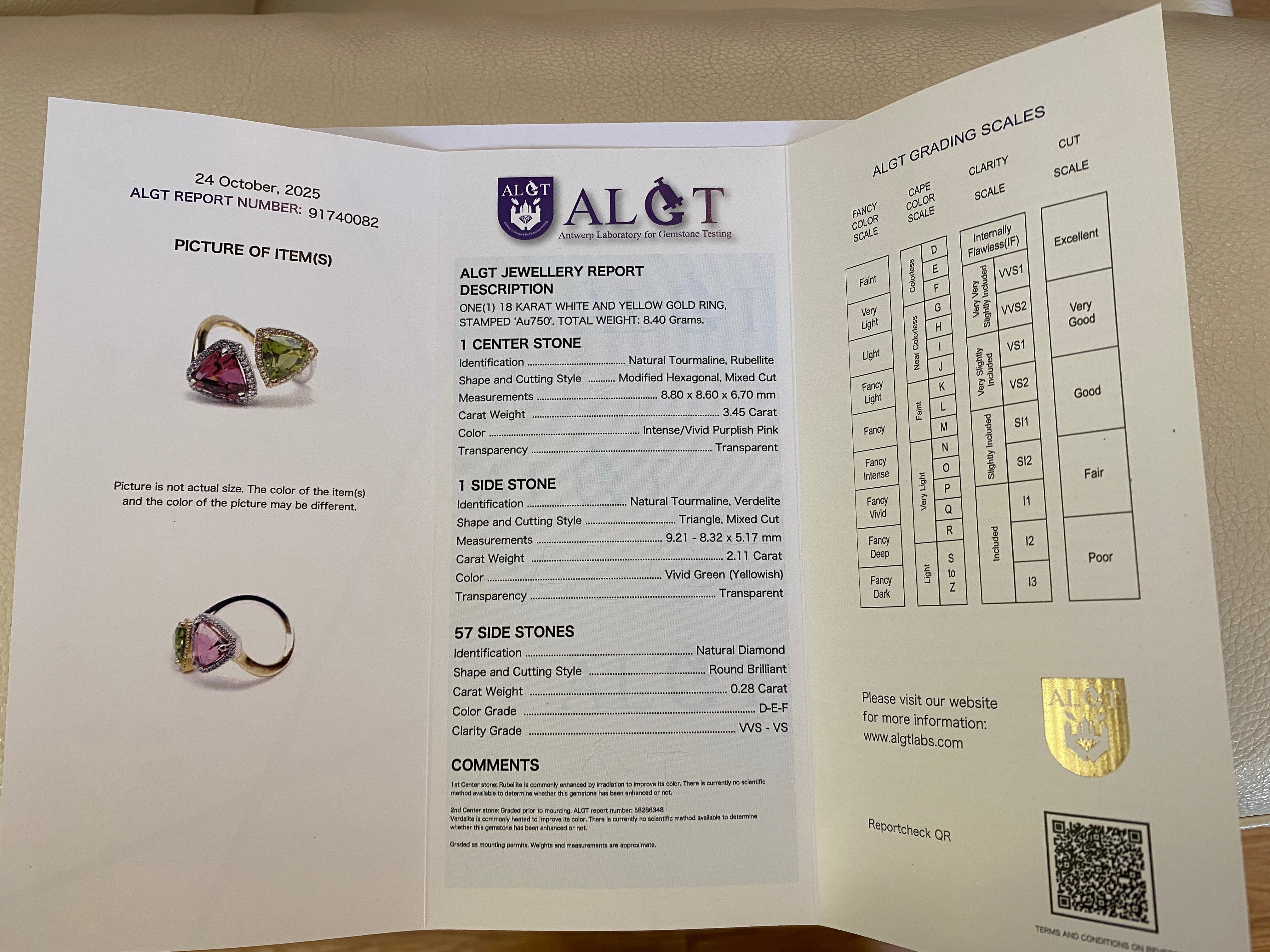 ALGT Certified Toi et Moi 5.84 crt Tourmalines and Diamond Cocktail Ring