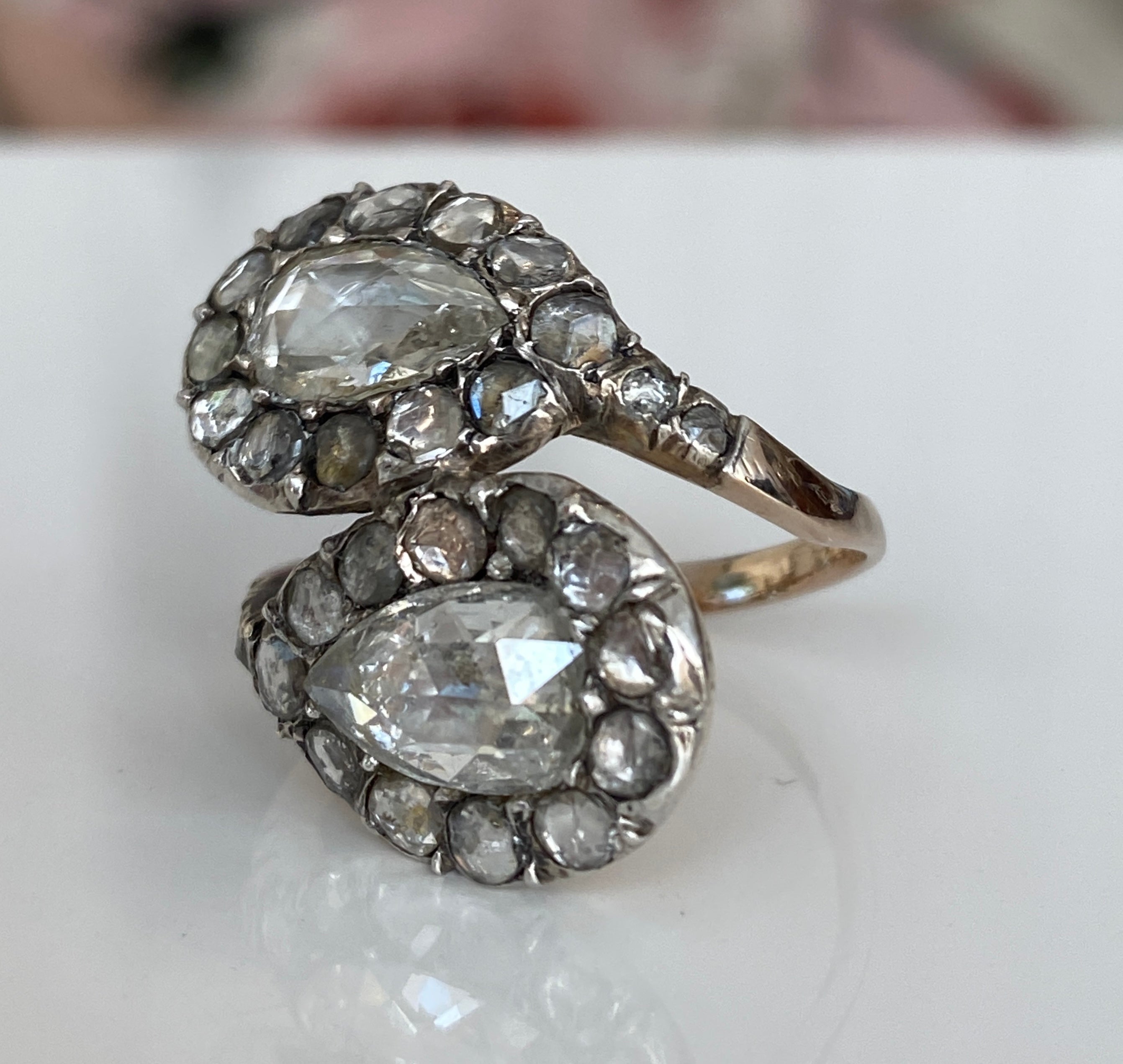 Antique Georgian toi en moi diamond gold/silver ring of the 18th/19th century.