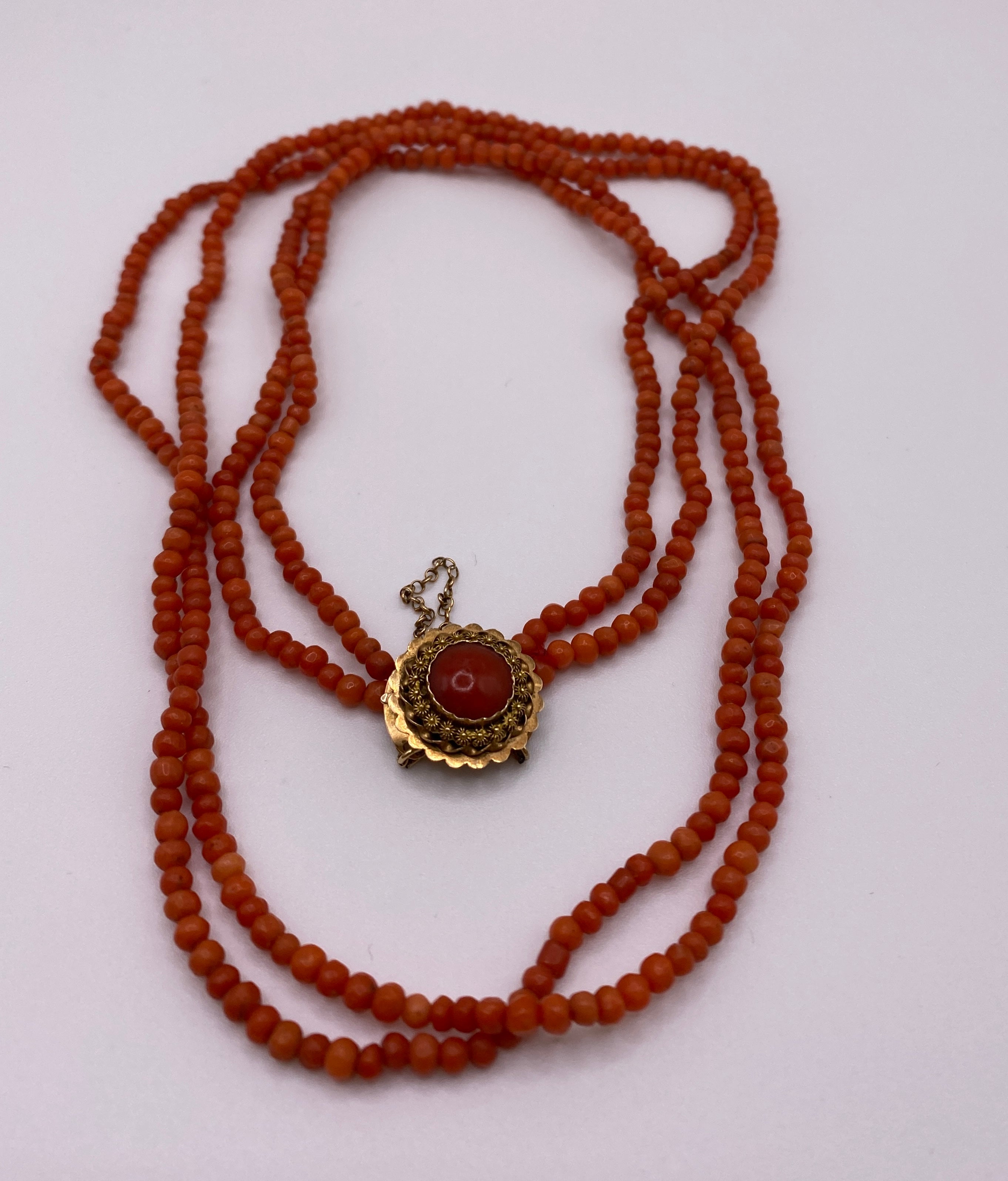 Antique 14k Gold Coral Beaded Necklace