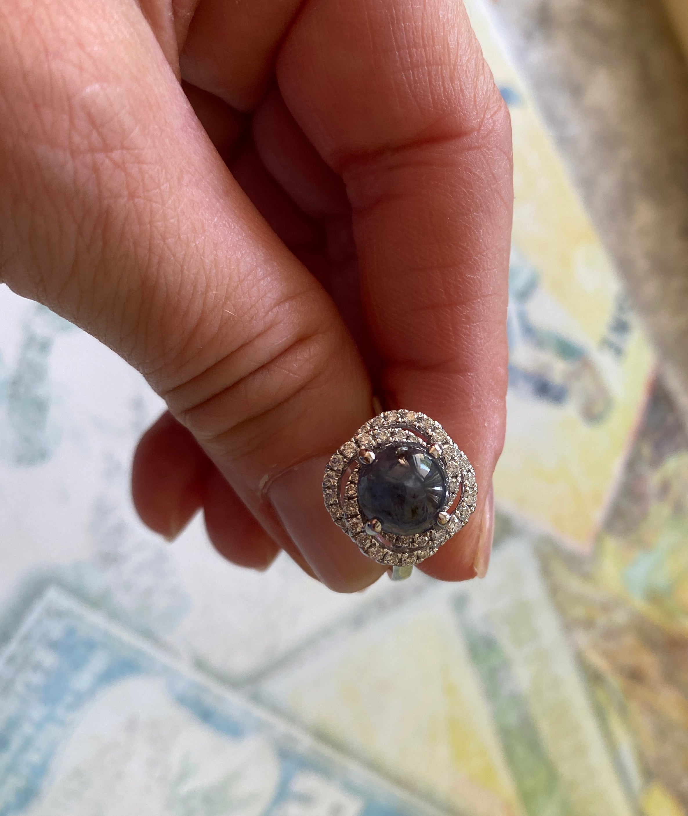 ALGT certified Natural 3.32 Carat  Alexandrite and  Diamond  White Gold  Ring