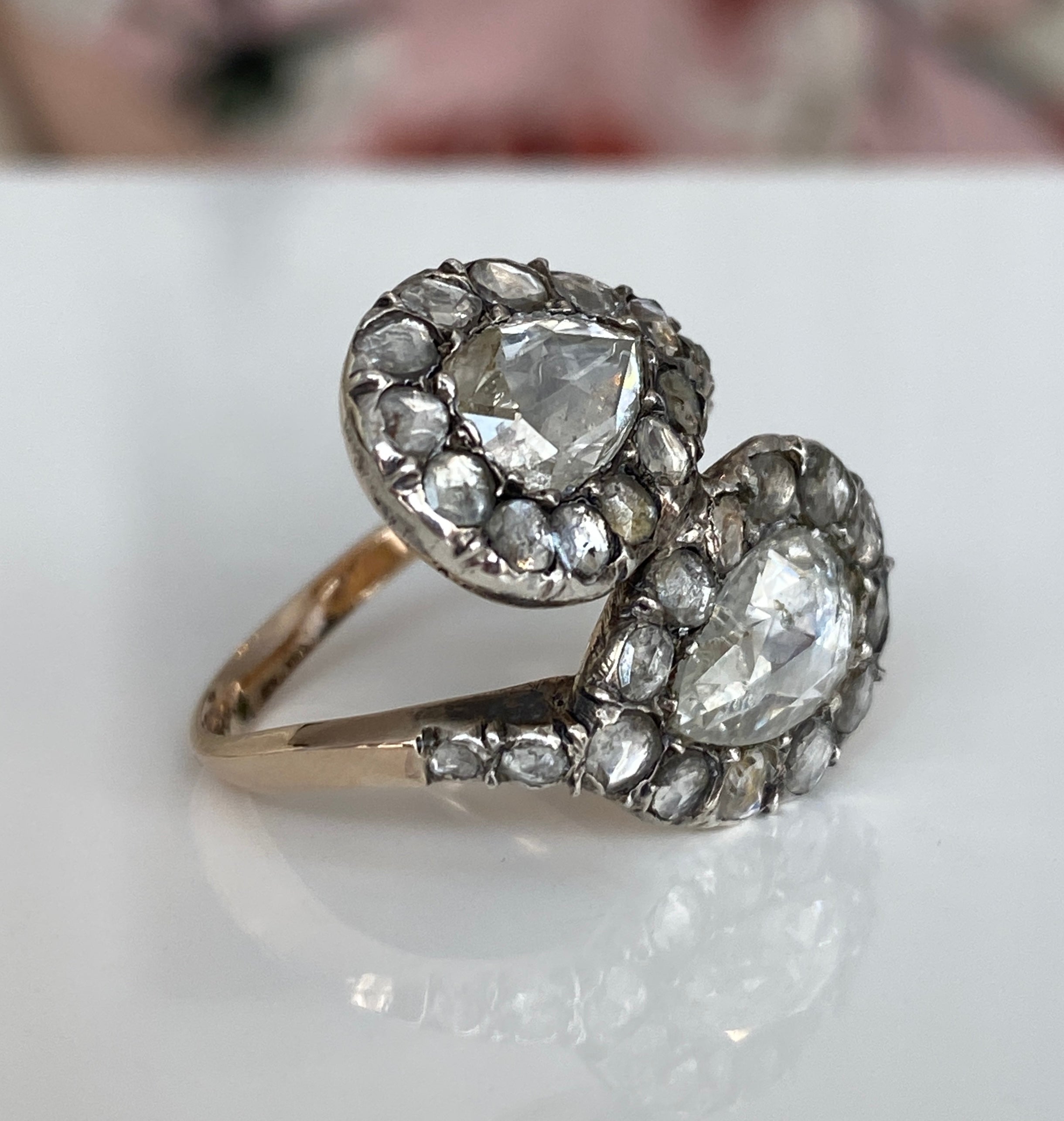 Antique Georgian toi en moi diamond gold/silver ring of the 18th/19th century.