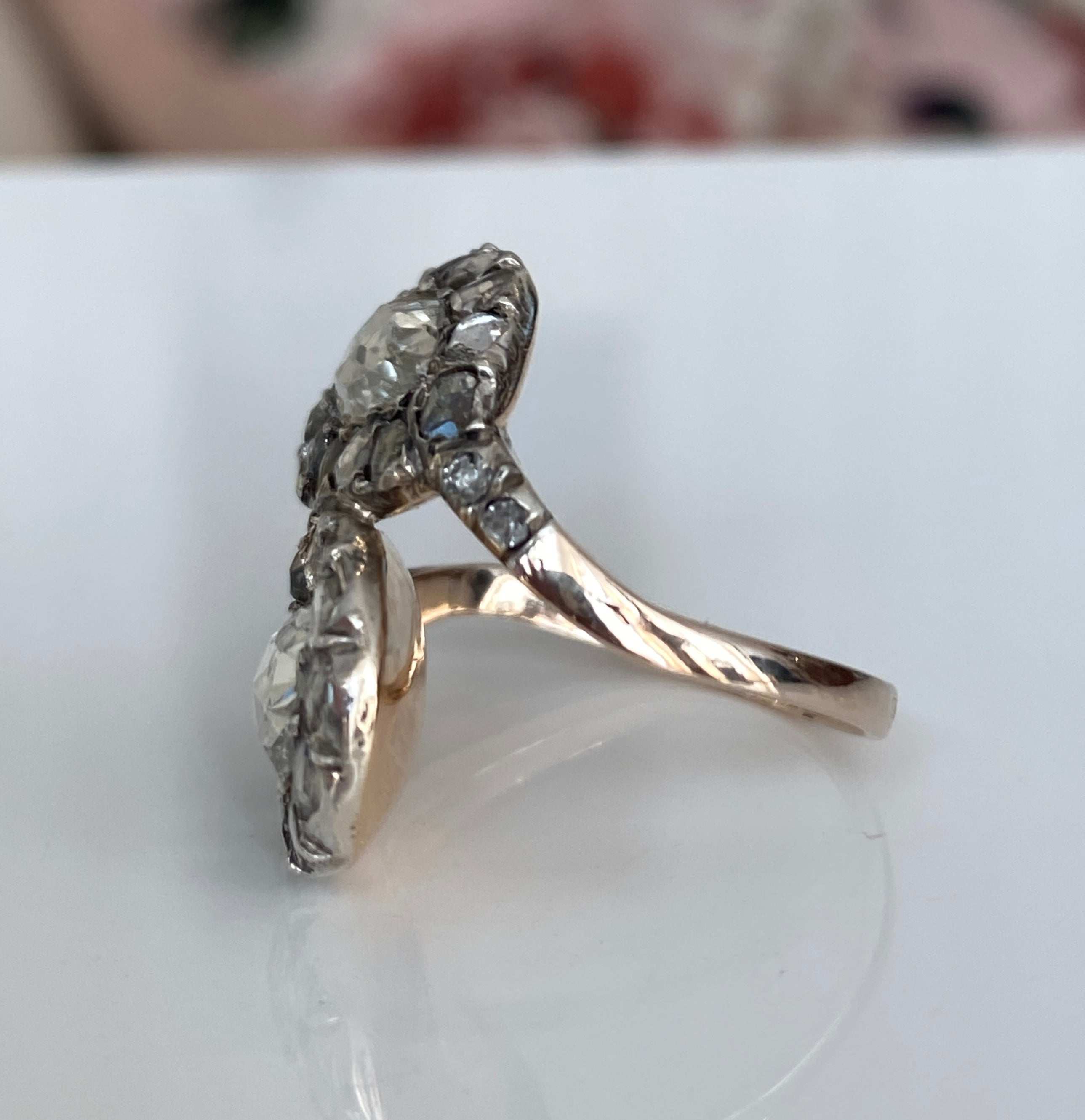 Antique Georgian toi en moi diamond gold/silver ring of the 18th/19th century.