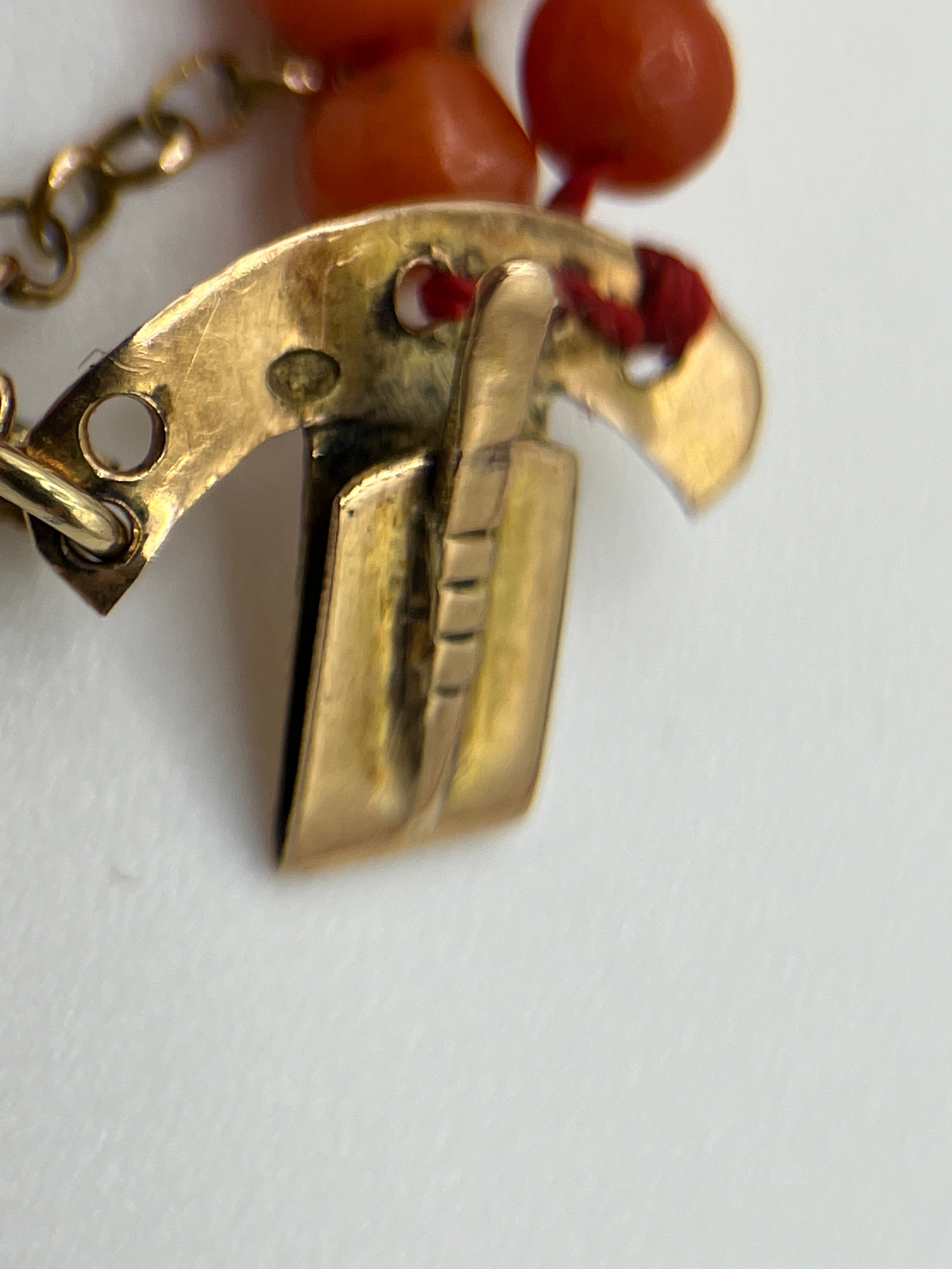 Antique 14k Gold Coral Beaded Necklace