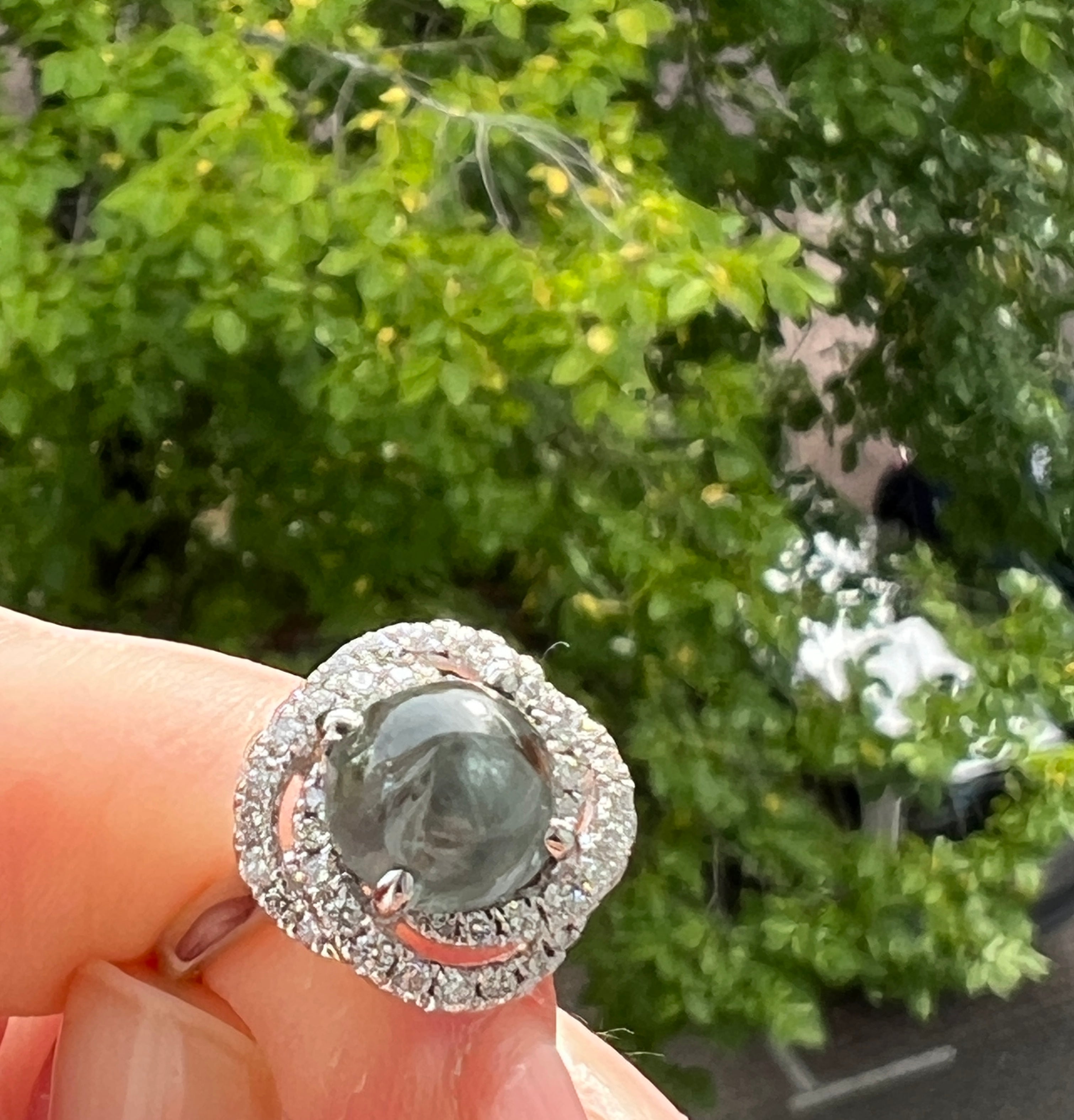 ALGT certified Natural 3.32 Carat  Alexandrite and  Diamond  White Gold  Ring