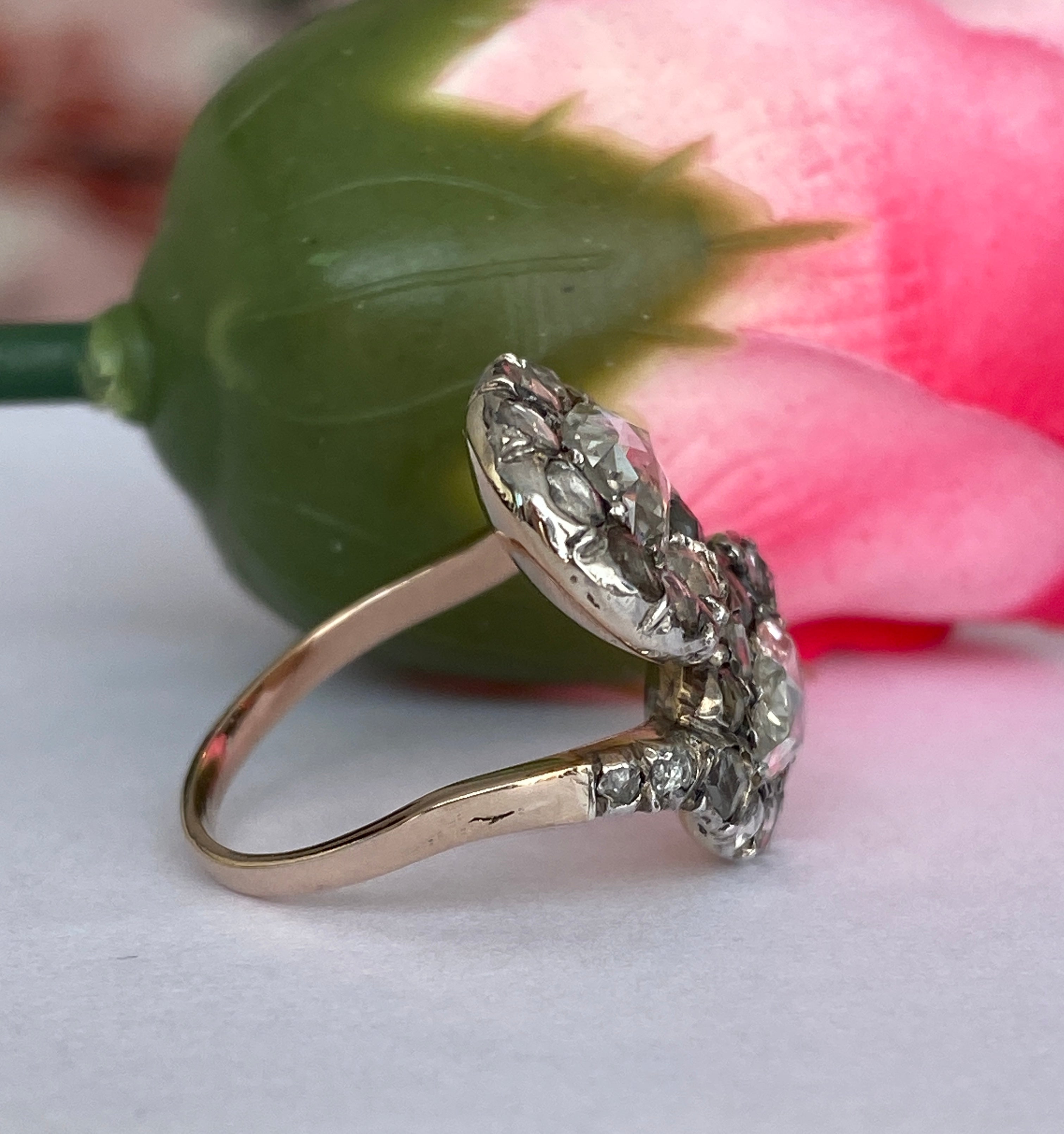 Antique Georgian toi en moi diamond gold/silver ring of the 18th/19th century.