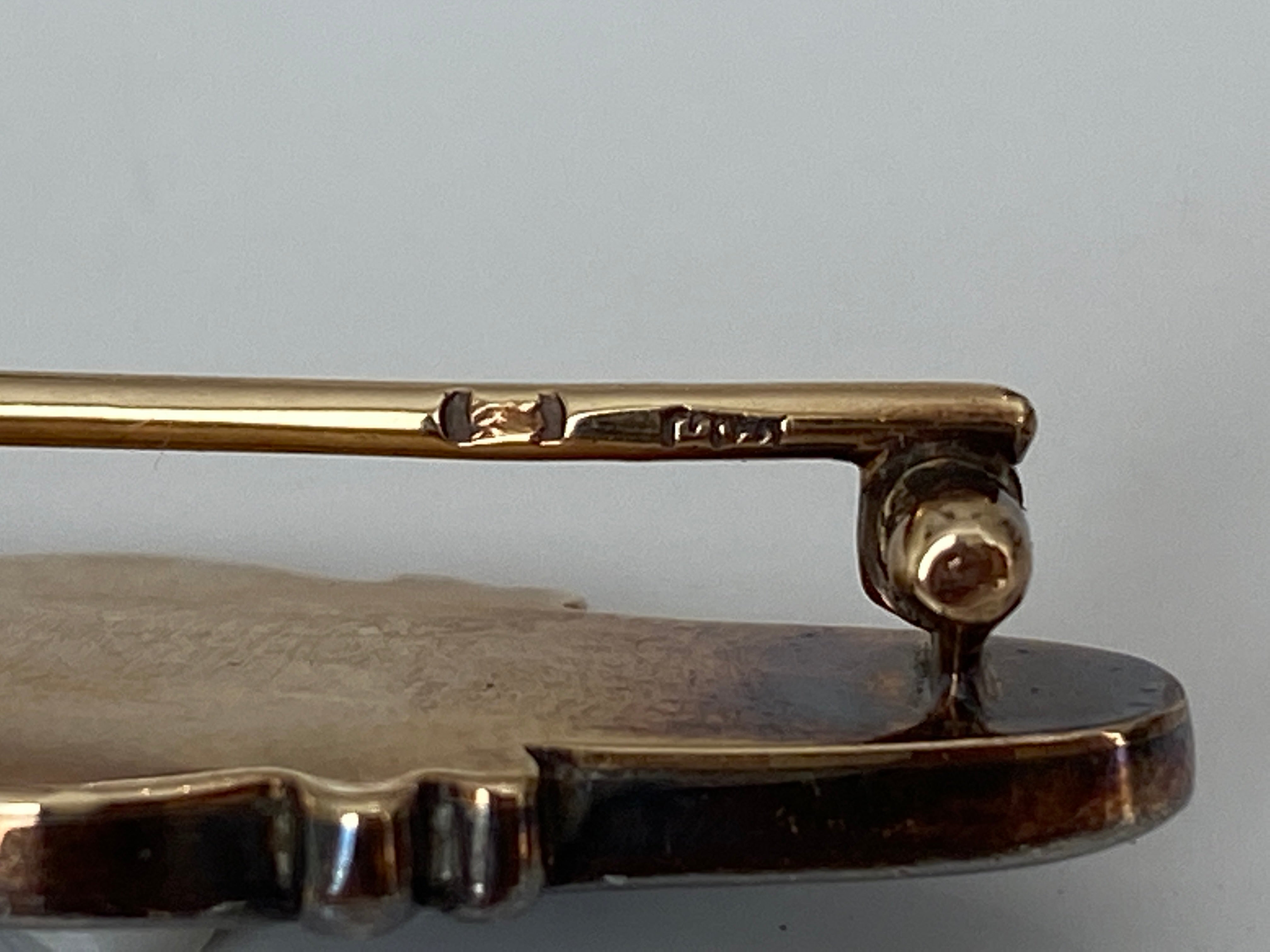 Antique Russian Henrik Wigström Gold / Silver & Black Enamel Pearle brooch