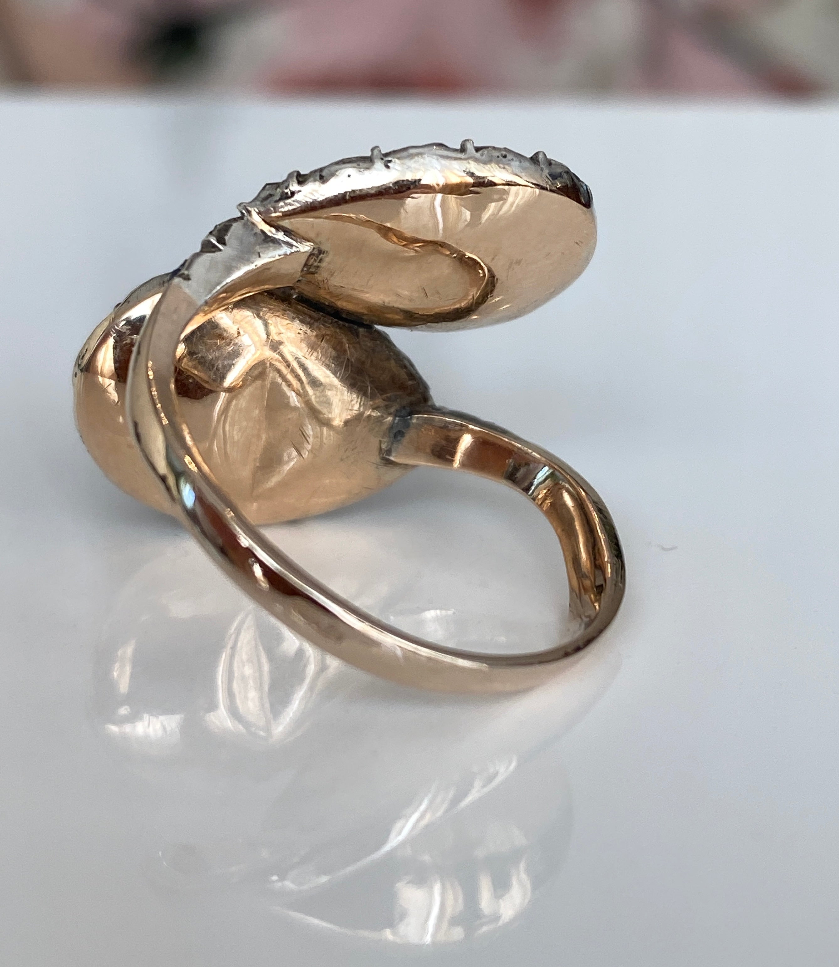 Antique Georgian toi en moi diamond gold/silver ring of the 18th/19th century.