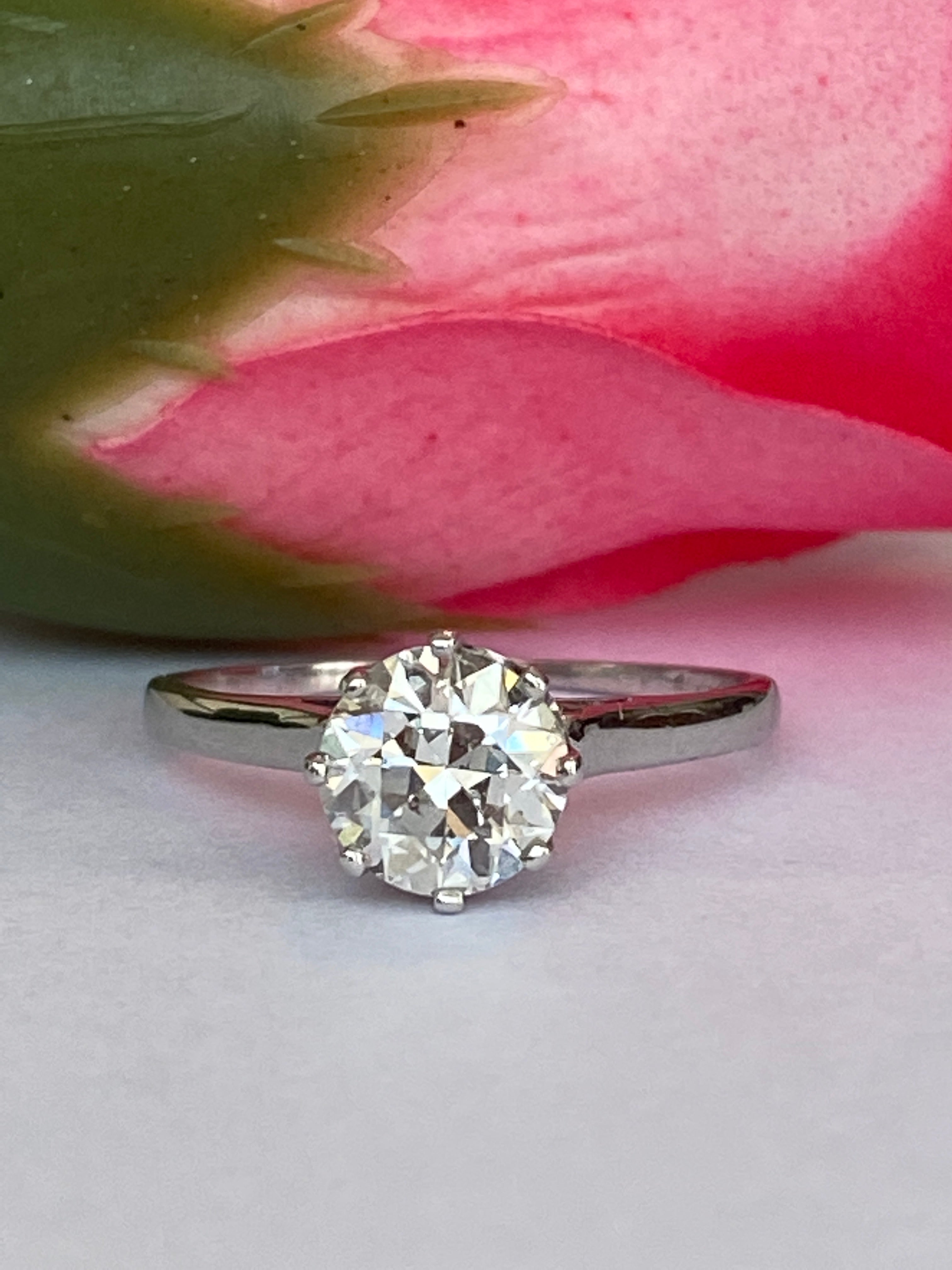 Late Art Deco 1.14 Carat Old European Brilliant Cut Diamond Solitaire Engagement