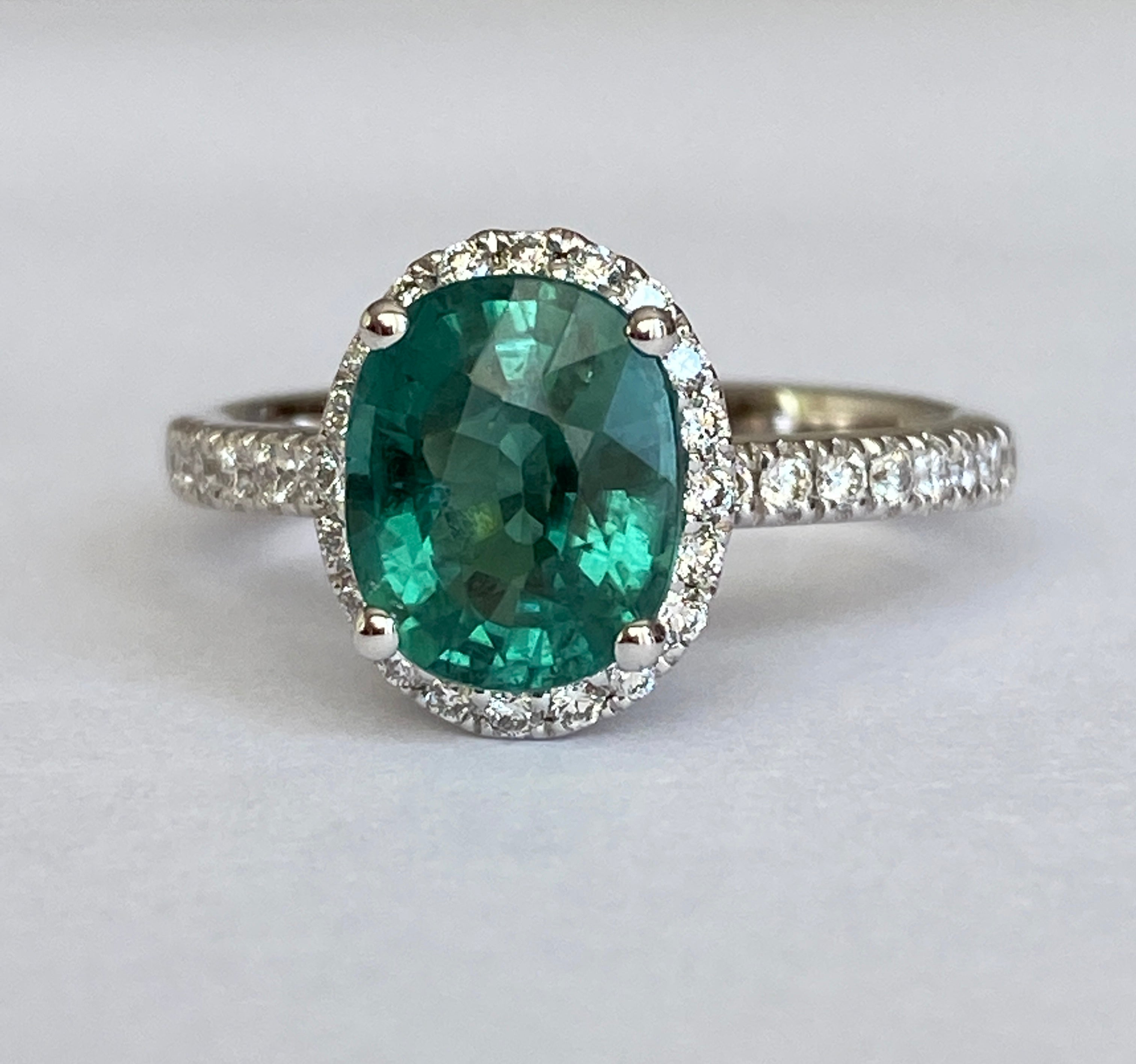 ALGT Certified 2.08 Carat Lagoon Tourmaline Diamond Cocktail Gold ring